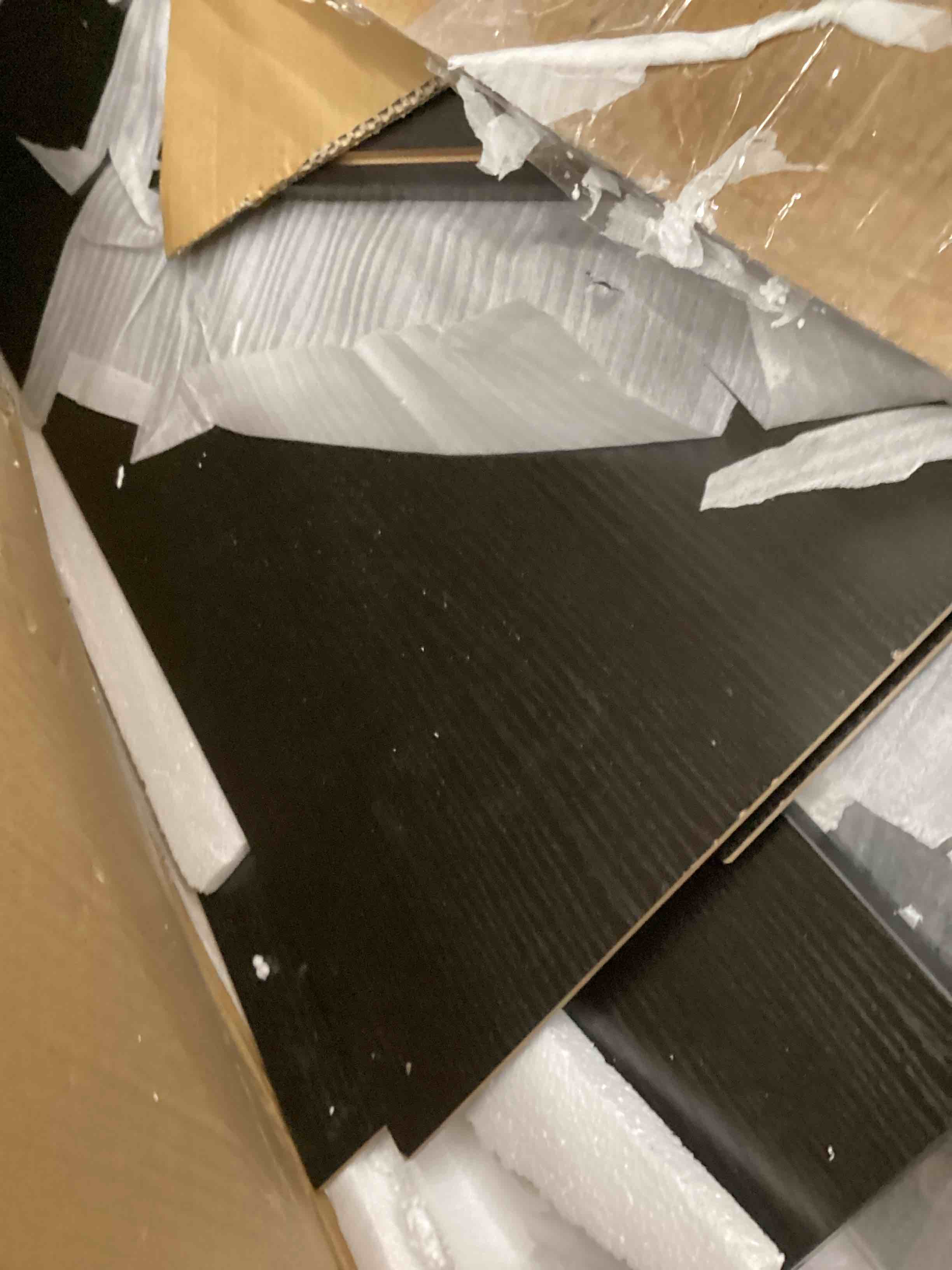 Condition photo showing As Is for HSH 72" Rolling Kitchen Island with Seating, 360° Swivel Table, Kitchen Island with Storage Cabinet, Drawer & Shelves, Farmhouse Mobile Island Cart on Wheels for Dining Room & Home Bar, Black Oak