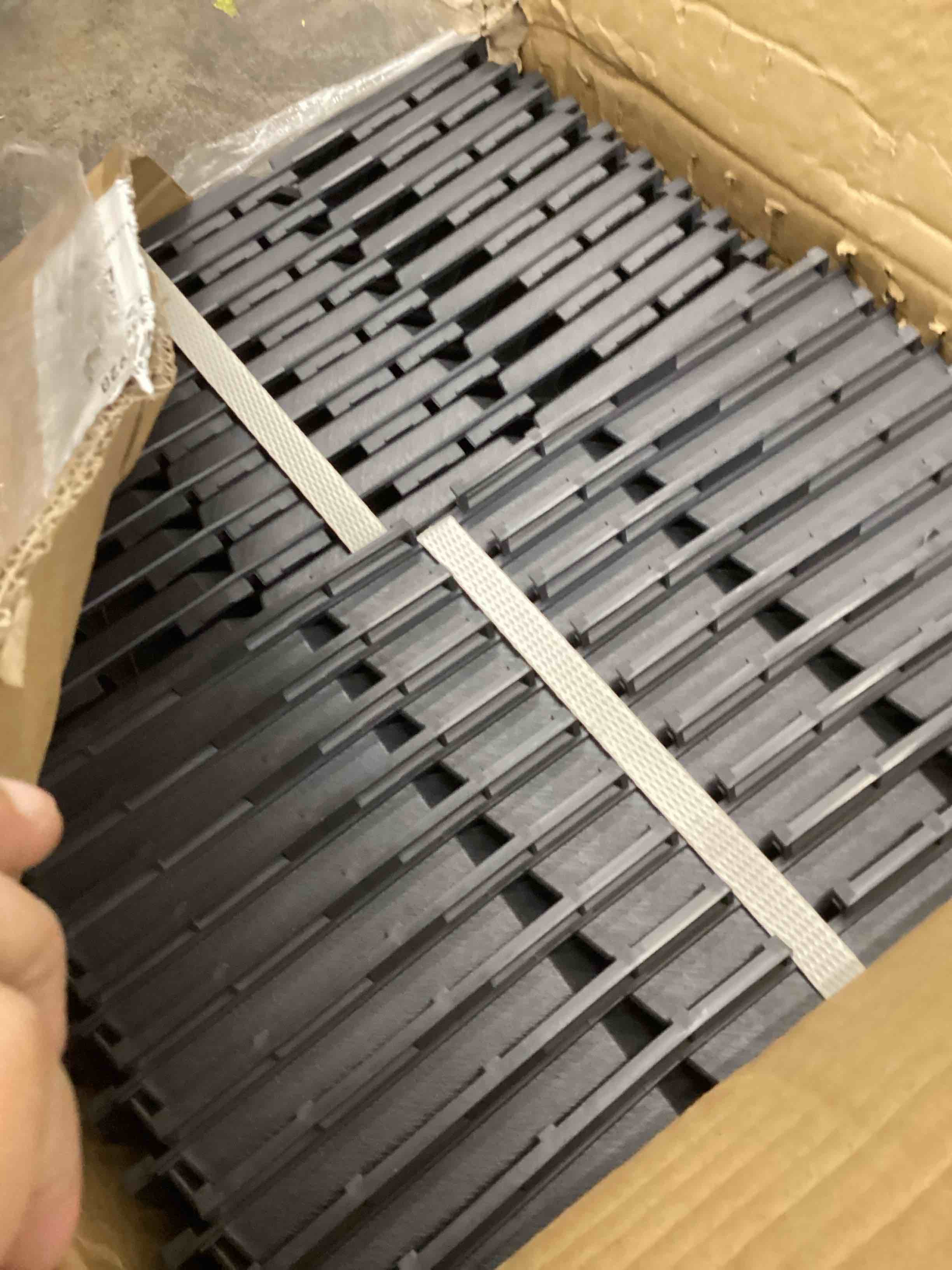 Condition photo showing Good Condition for Interlocking Floor Tiles, 12" x 12" Outdoor Flooring?All-Weather Waterproof Deck Tiles for Patio/Poolside/Garage/Gym, 1 Sq Ft Coverage per Tile, Easy to Install, Dark Grey/18  Pack