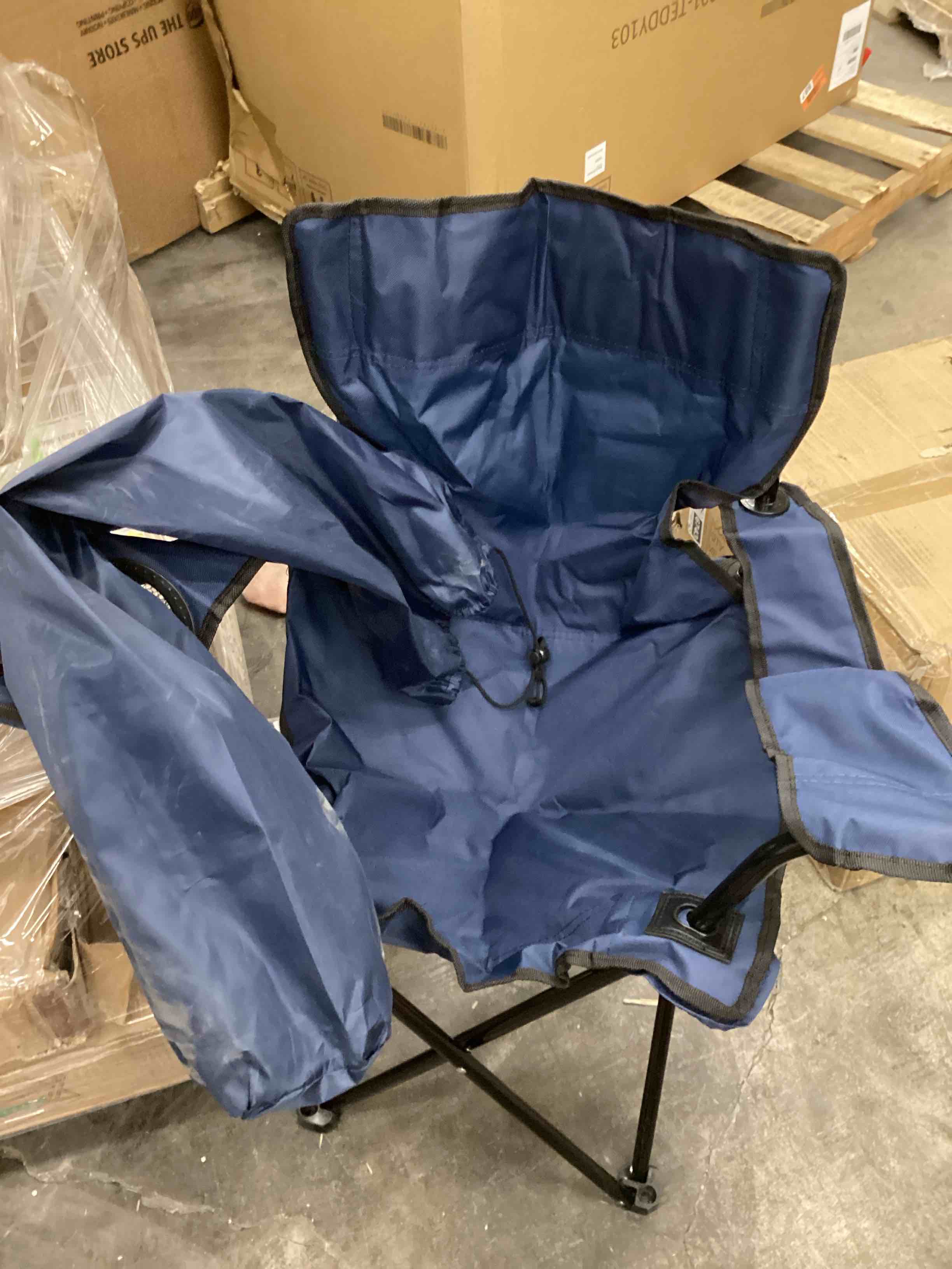 Condition photo showing As Is for ONIVA - a Picnic Time brand PTZ Camp Chair, Picnic Chair, Beach Chair with Carrying Bag Navy