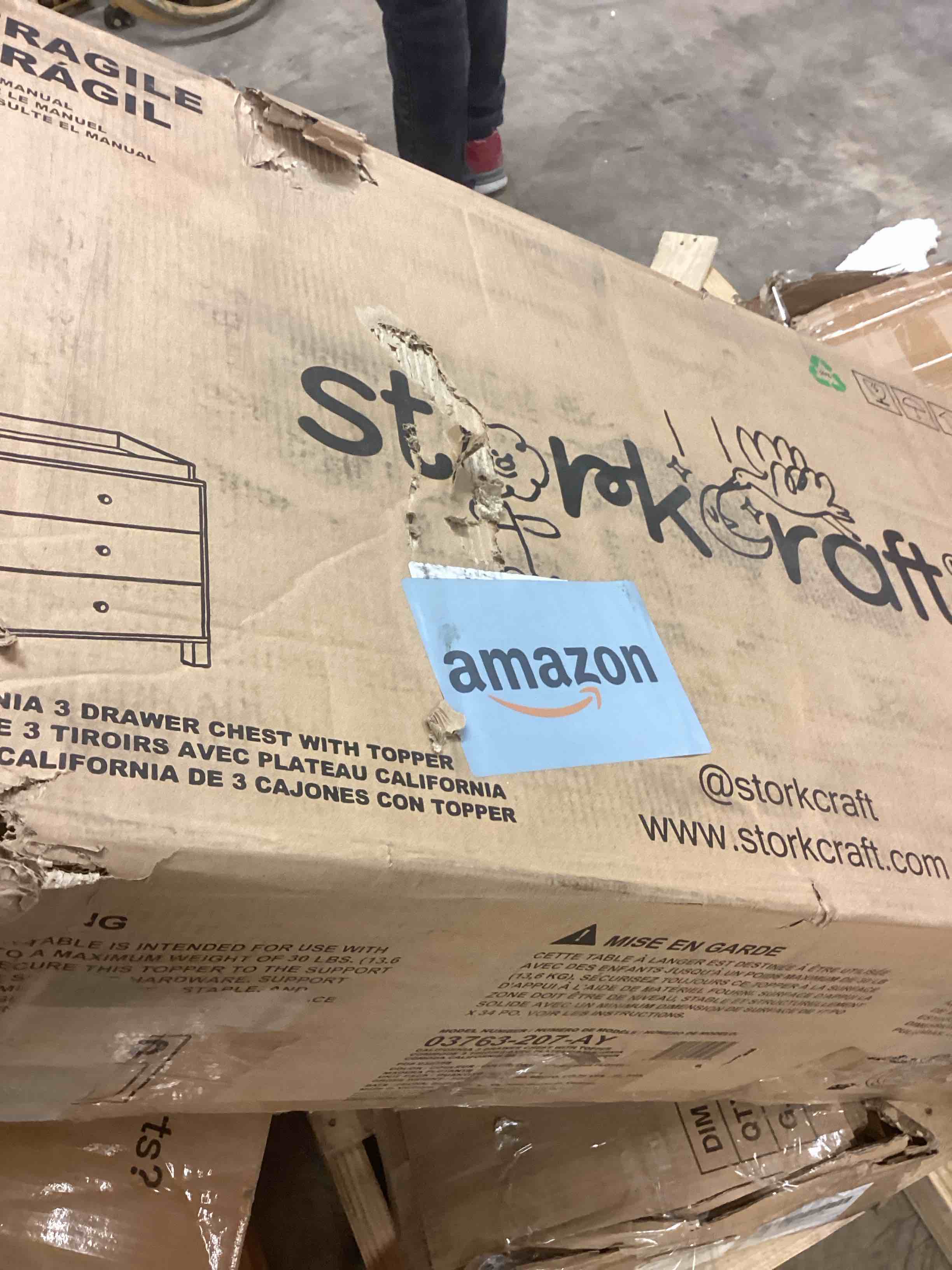 Condition photo showing As Is for California 3 drawer chest ,driftwood 03763-207-AY