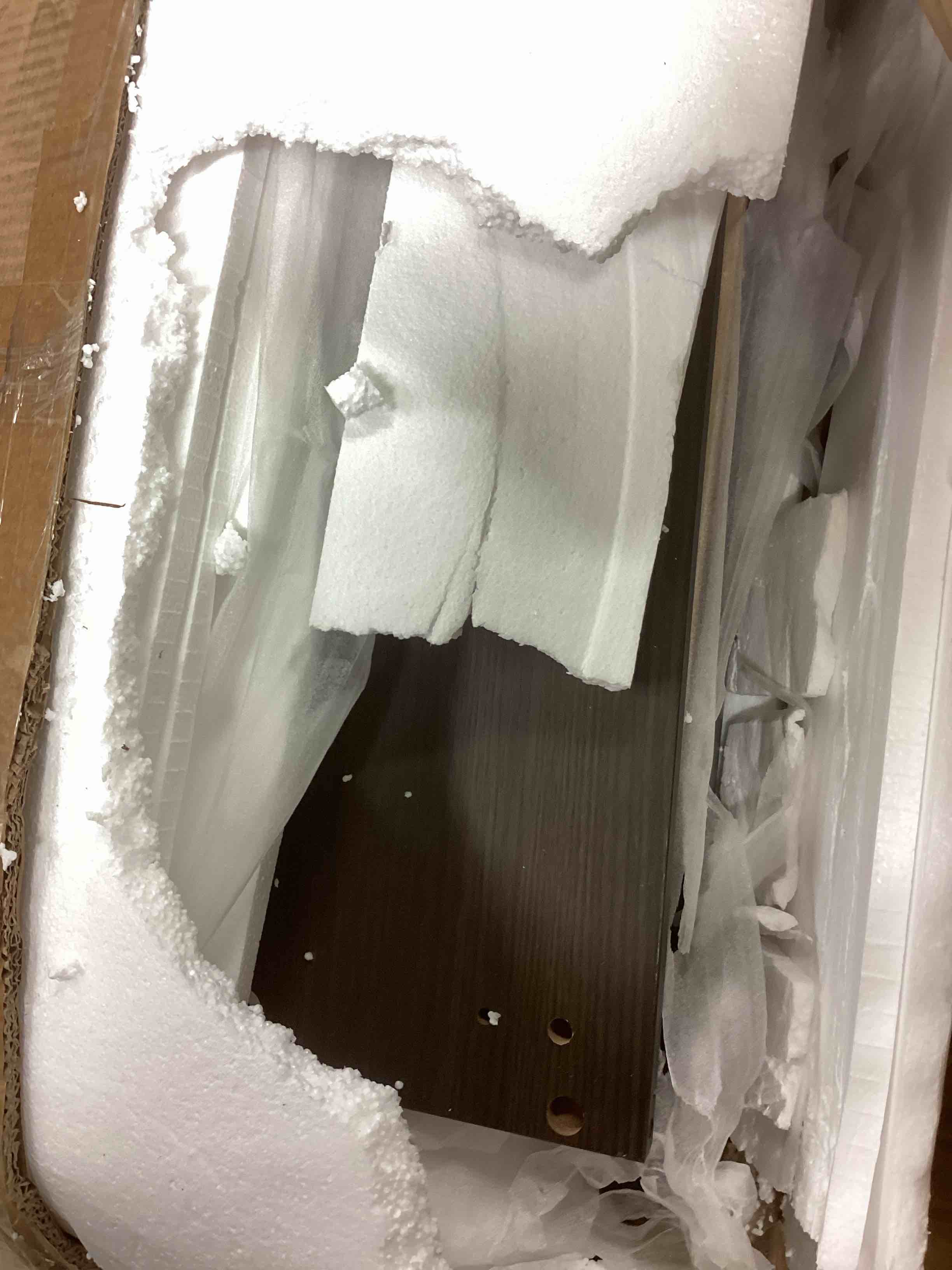 Condition photo showing As Is for arched cabinet , brown 