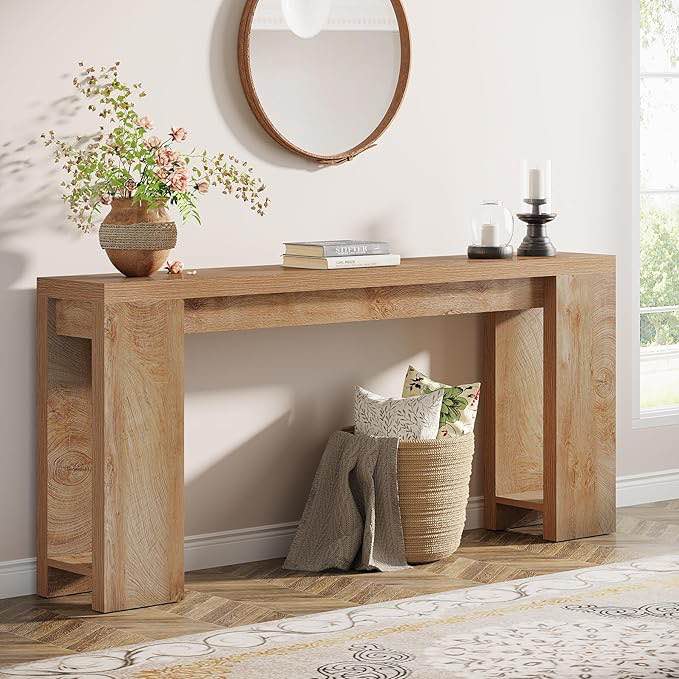 70.9-Inch Extra Long Console Table, Farmhouse Wood Sofa Table Behind Couch, Narrow Entryway Accent Table for Living Room, Hallway, Entrance
