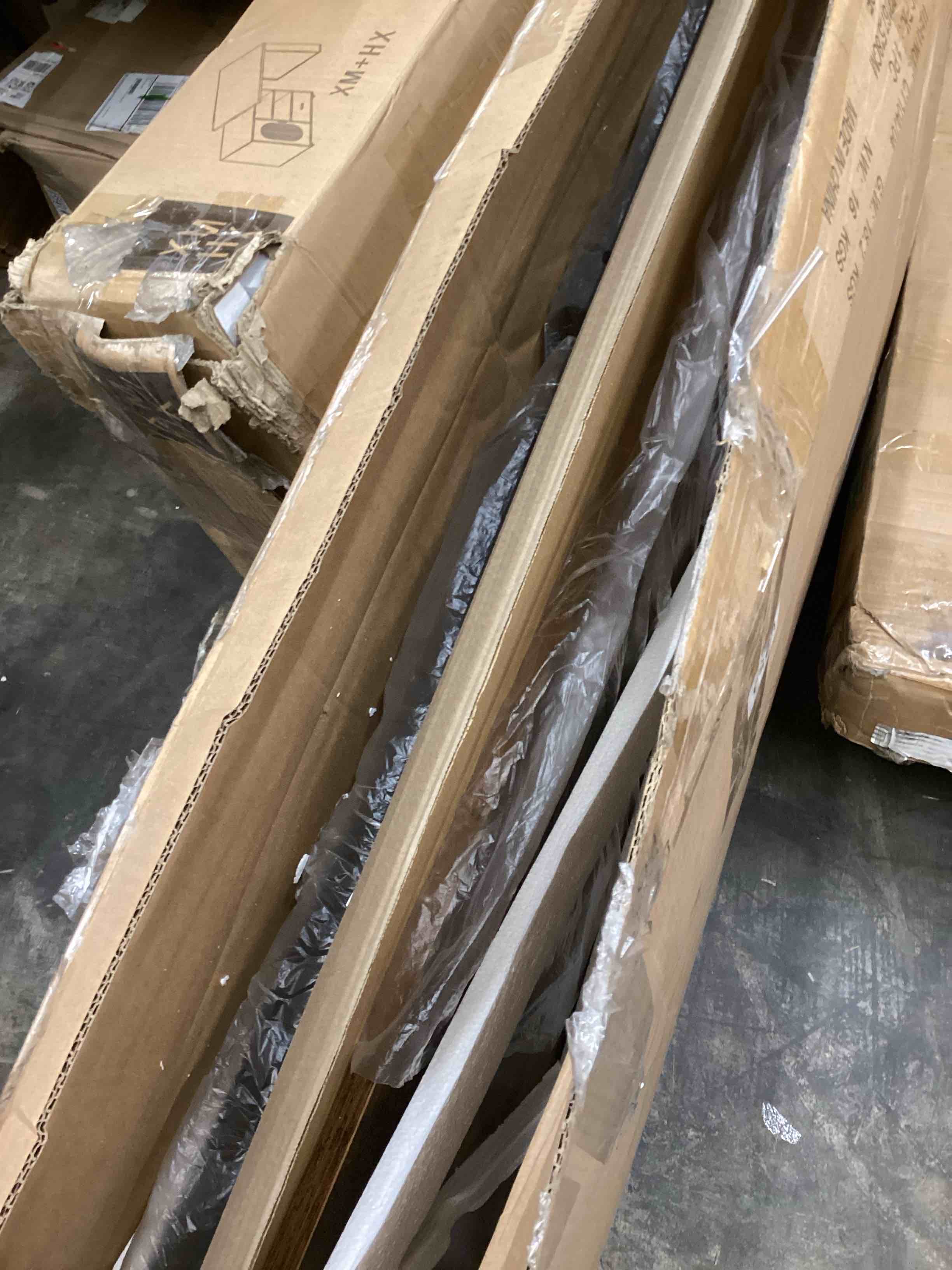 Condition photo showing As Is for LVB Rustic Coffee Table, Industrial Metal Wood 2 Tier Cocktail Tea Table with Storage for Living Room, Farmhouse Wooden Rectangle Center Table with Mesh Shelf for Office Bedroom, 39 inch, Rustic Brown