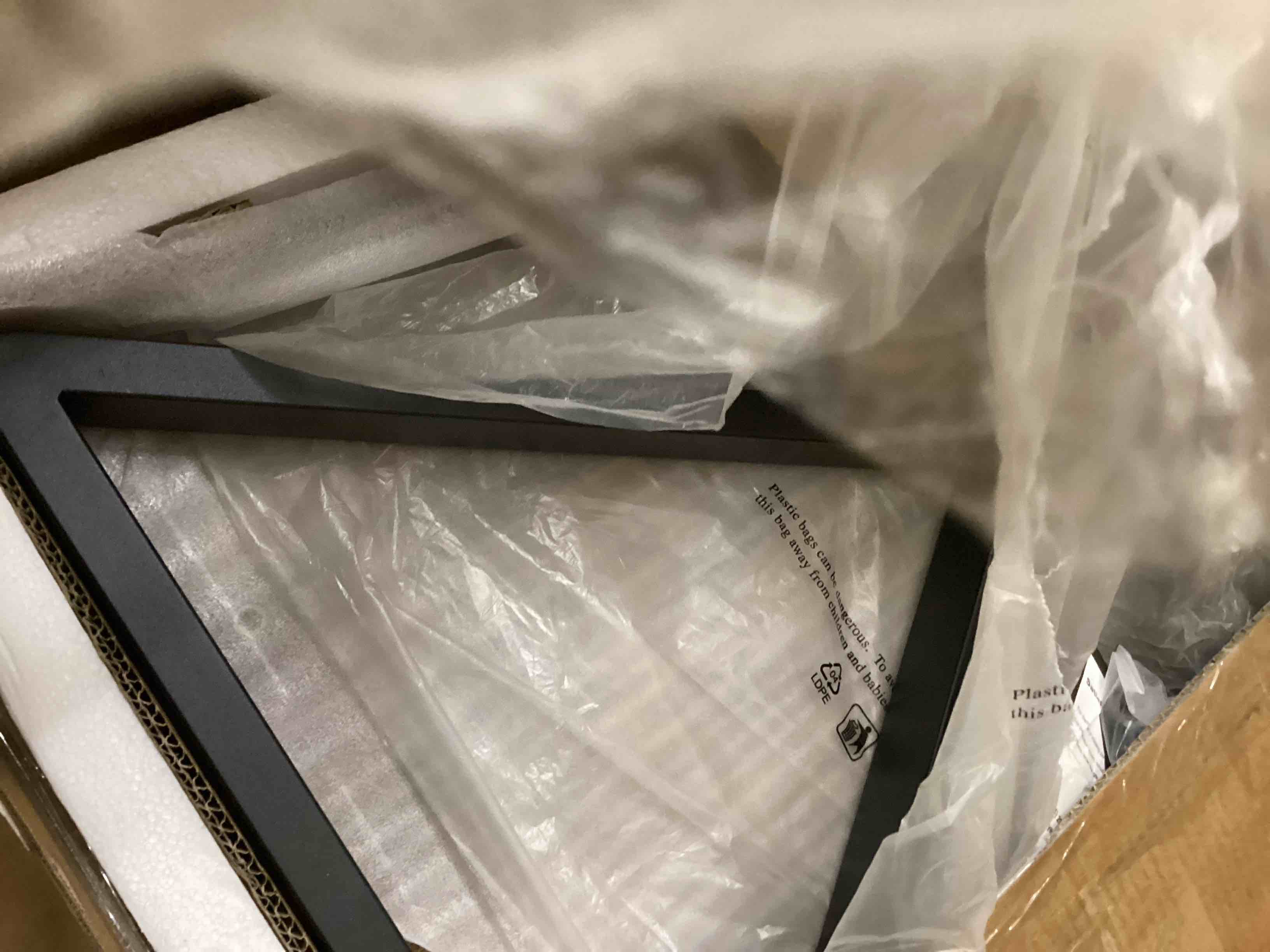 Condition photo showing As Is for LVB Rustic Computer Desk, Metal Wood Home Office Desk, Industrial Simple Study Executive Desk for Writing Work, Wooden Student Gaming Computer PC Table with Storage for Bedroom, 55 Inch, Rustic Brown