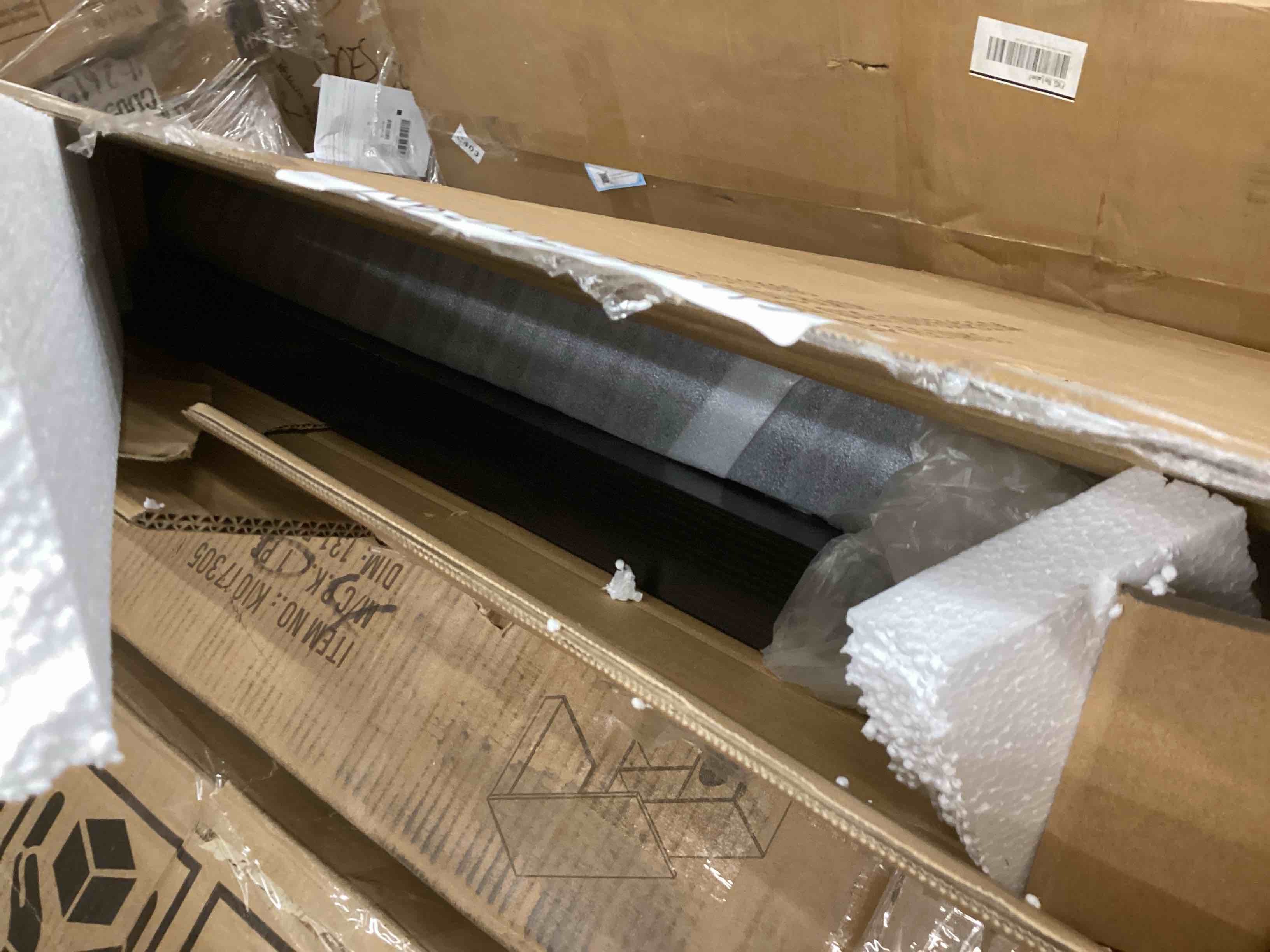 Condition photo showing As Is for IBF Black Coffee Table, Minimalist Industrial Wooden Center Table, Modern Simple Rectangle Living Room Table, Farmhouse Wood and Metal Cocktail Coffee Table for Home Bedroom Office, Black Oak, 39 inch