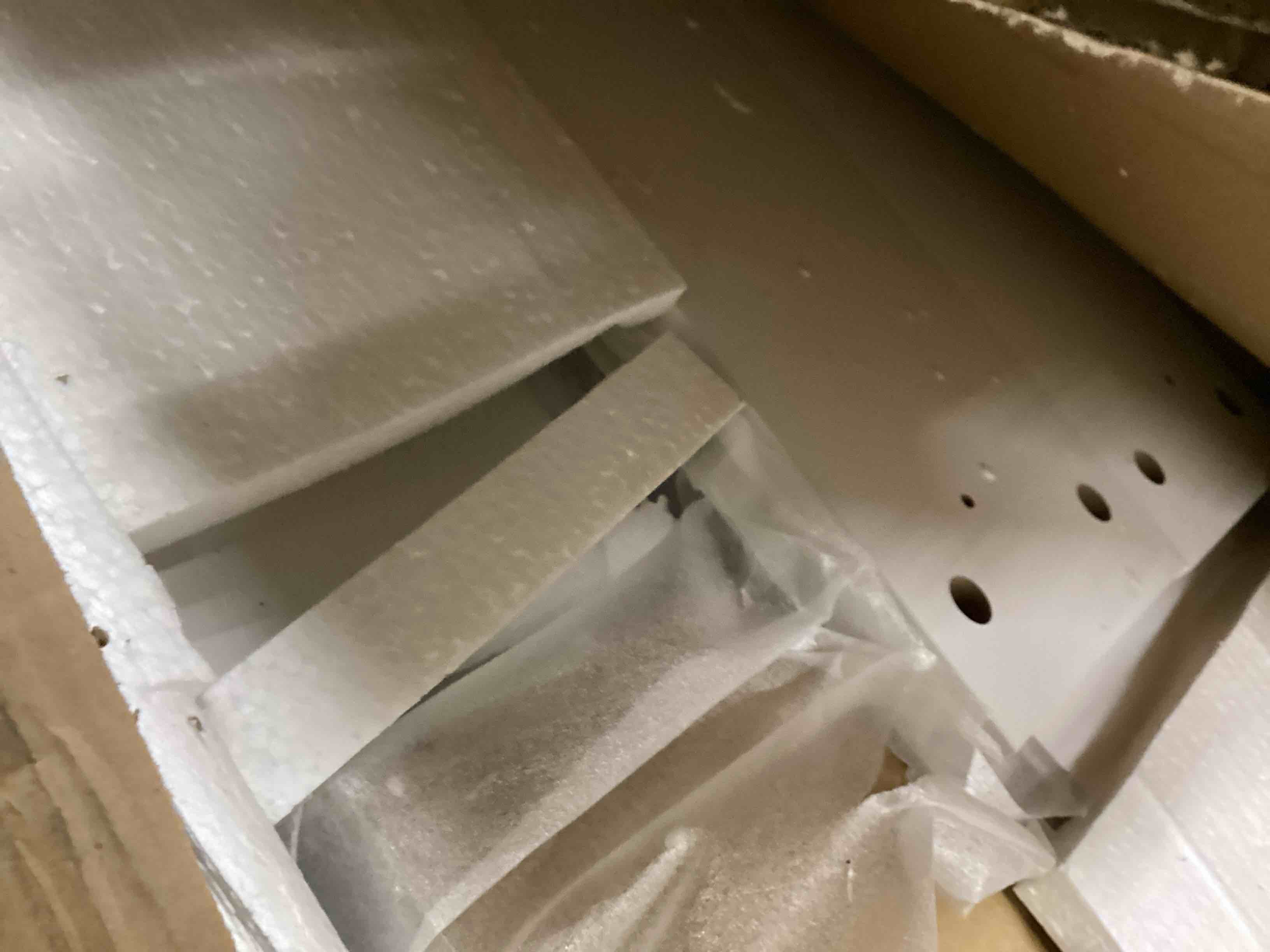 Condition photo showing Good Condition for HSH White L Shaped Desk with Drawers Shelves, Corner Home Office Desk L Shape with Storage Cabinet, Large Wood Computer Desk for PC Executive Work Writing Study, Modern Living Room Bedroom Table,60 In