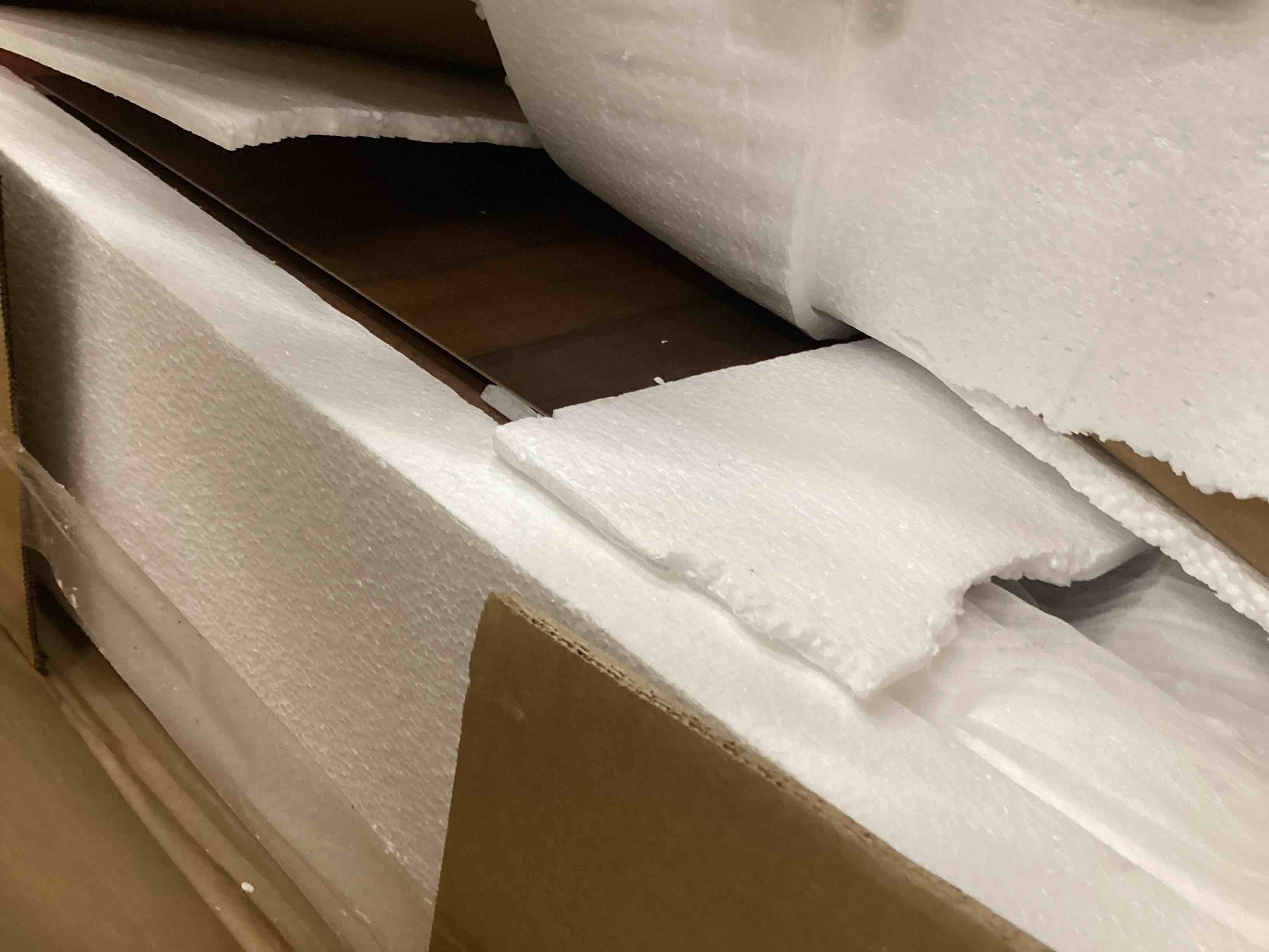 Condition photo showing Good Condition for HSH Oval Coffee Table with Storage, 47” Modern Coffee Table with Press Type Door, Fluted Living Room Tables with 2 Flip-Top Hidden Lids, Wood Center Table for Living Room, Office,Walnut