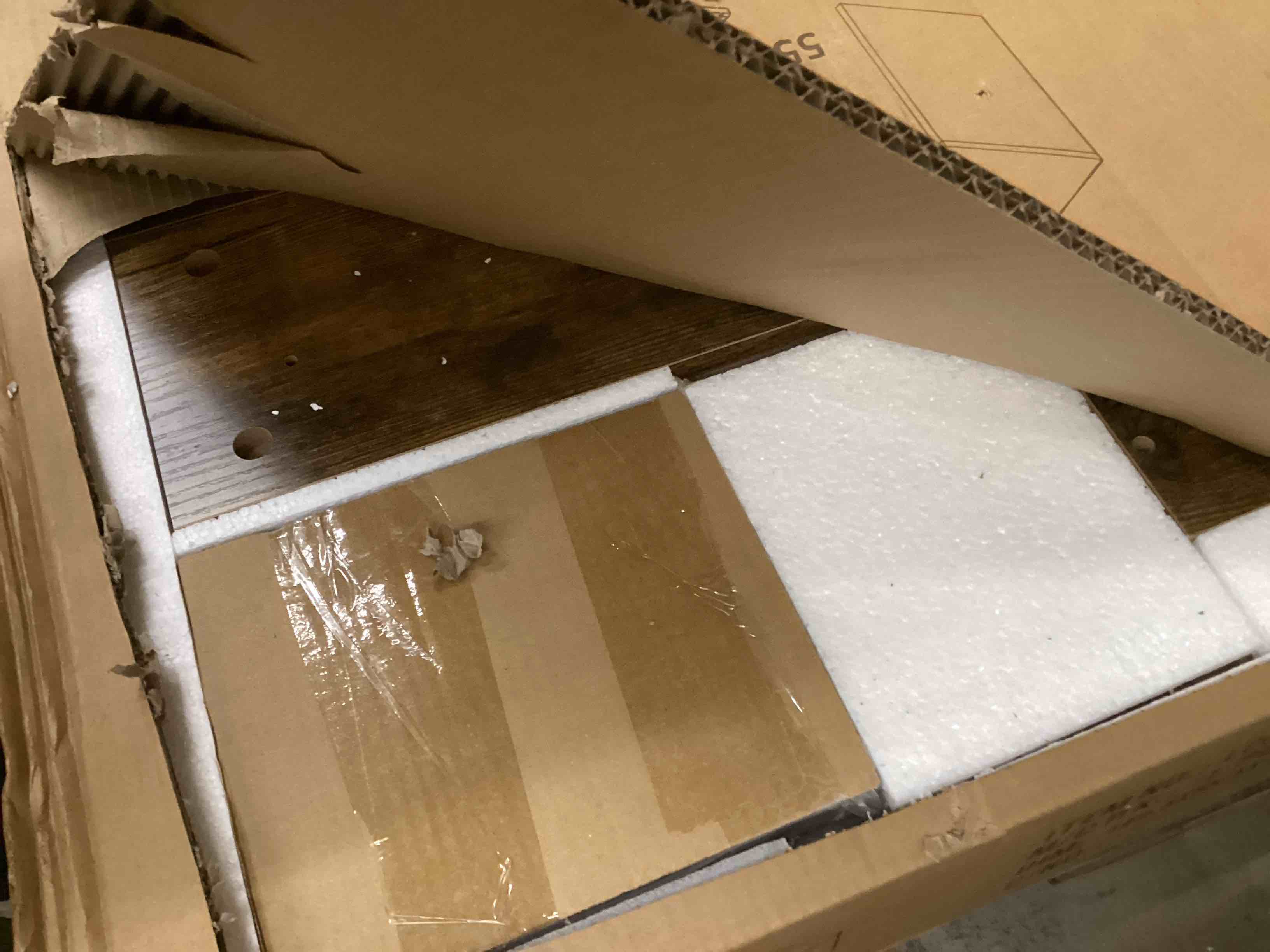 Condition photo showing New/Like New for HSH L Shape Home Office Desk with Drawers, L-Shaped Computer Desk with Storage Cabinet Shelves, Wood Executive Desk for Writing Work, Reversible Study Table in Bedroom Living Room, Rustic Brown, 55 In