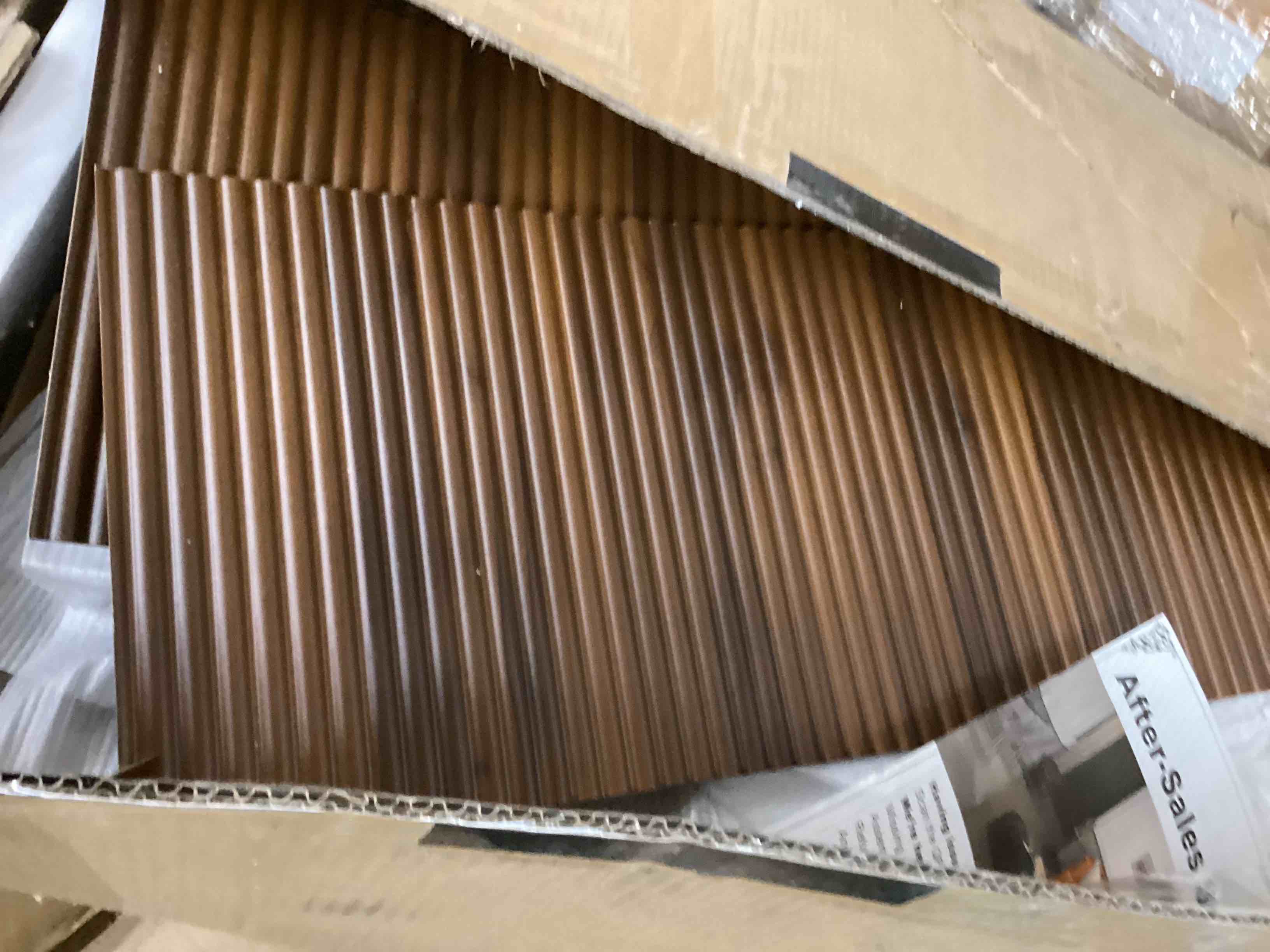 Condition photo showing As Is for HSH Oval Coffee Table with Storage, 47” Modern Coffee Table with Press Type Door, Fluted Living Room Tables with 2 Flip-Top Hidden Lids, Wood Center Table for Living Room, Office,Walnut