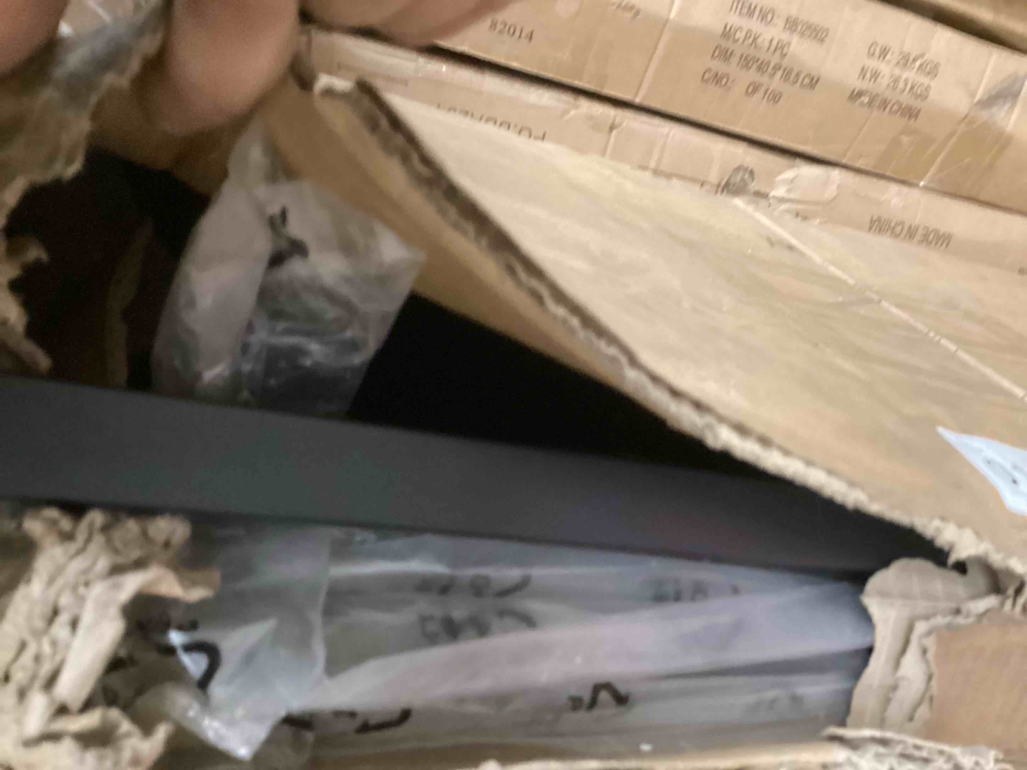 Condition photo showing As Is for LVB Black Entryway Table, Modern Long Sofa Console Table Behind Couch, Industrial Narrow Entry Table for Hallway Living Room, Farmhouse Wood Metal Foyer Table with Storage Shelves, Black Oak, 63 Inch