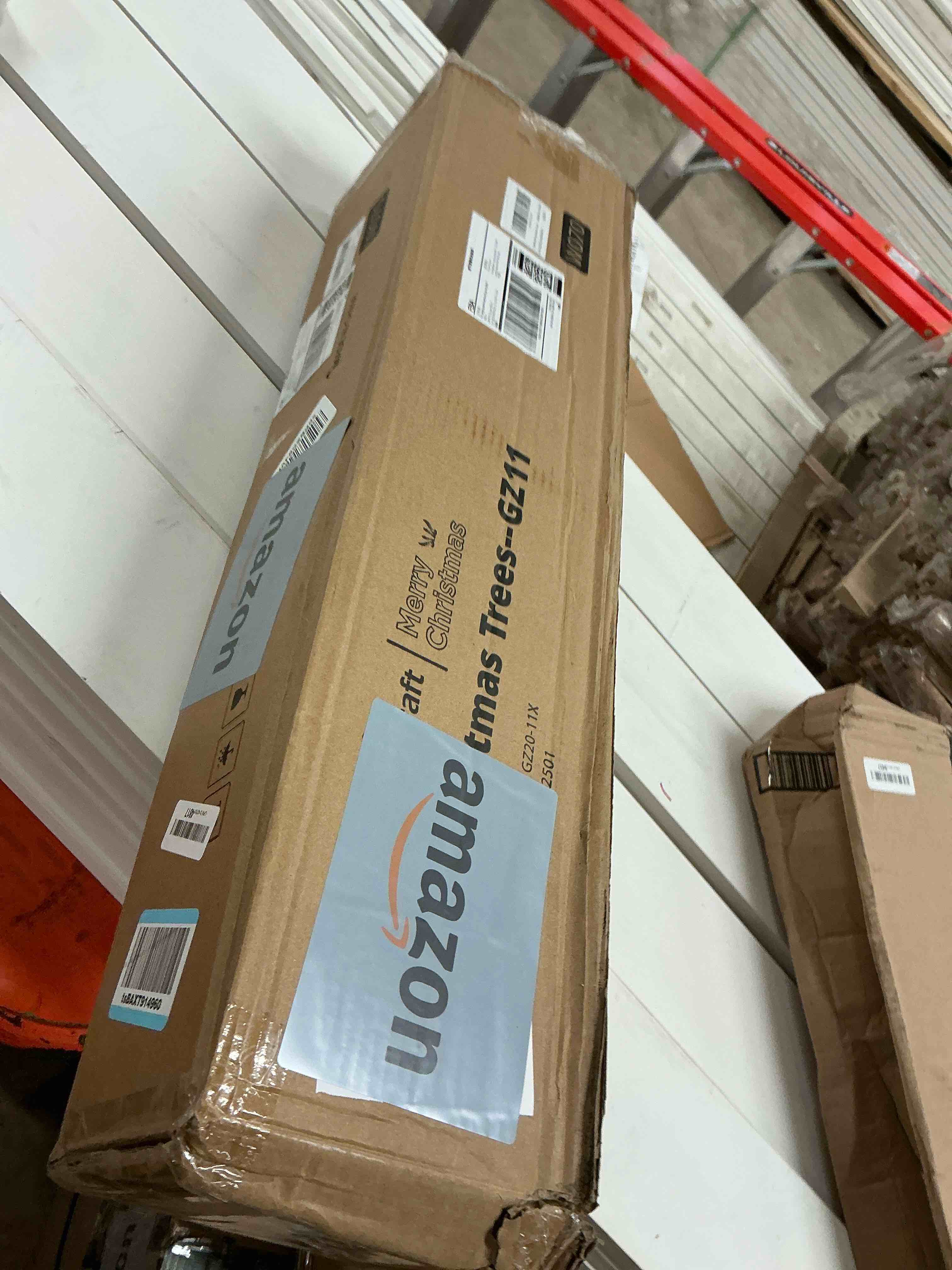 Condition photo showing Good Condition for Tabletop Christmas Tree, 3FT Burlap Base with 35 LED Lights, White Tipped Branches, Prelit Small Artificial Tabletop Snow Flocked Christmas Trees Decor with Timer, for Outdoor Indoor Porch Table Xmas