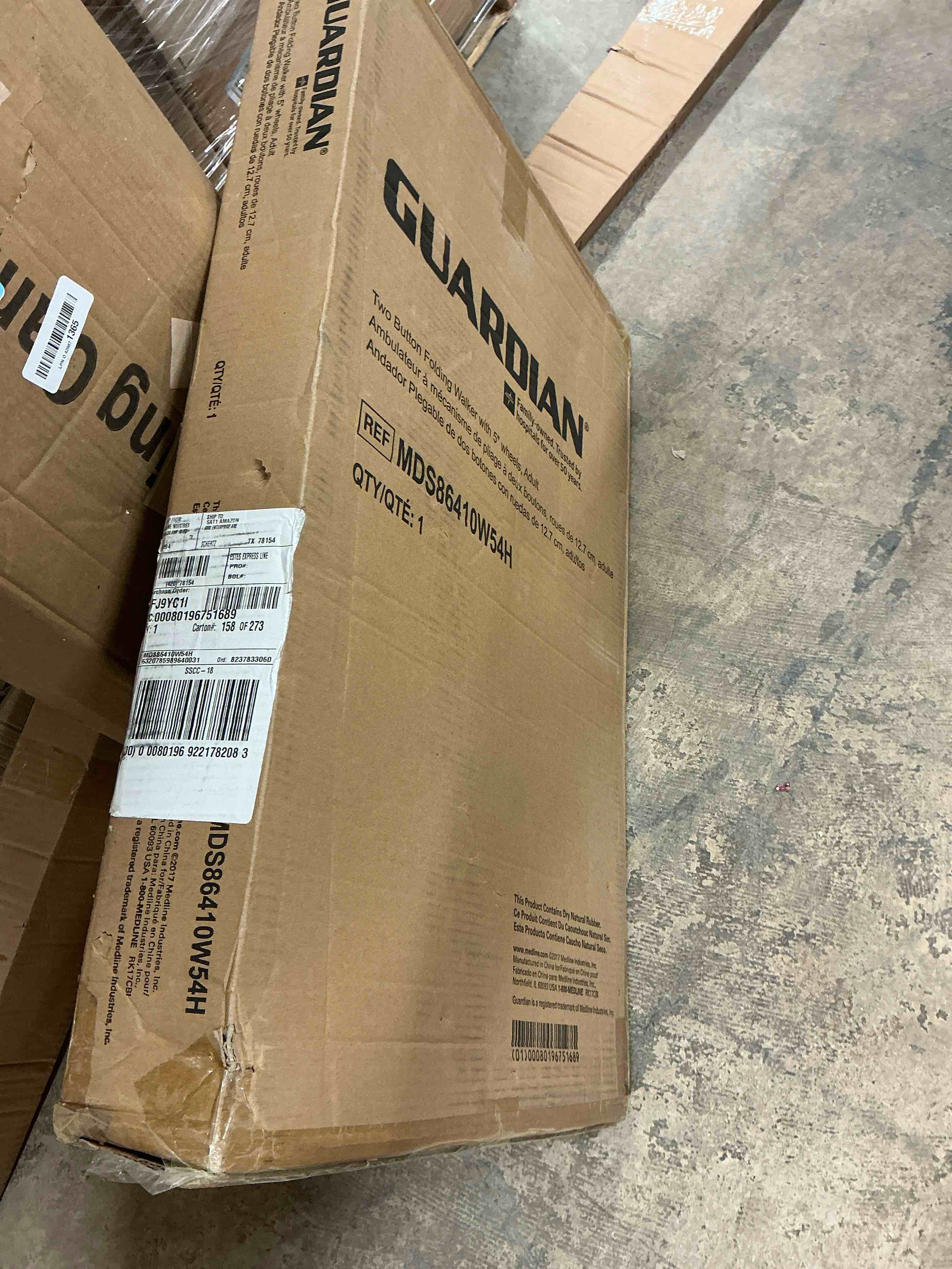 Condition photo showing New/Like New for Medline Two-Button Folding Walker with 5  Wheels  Aluminum Frame