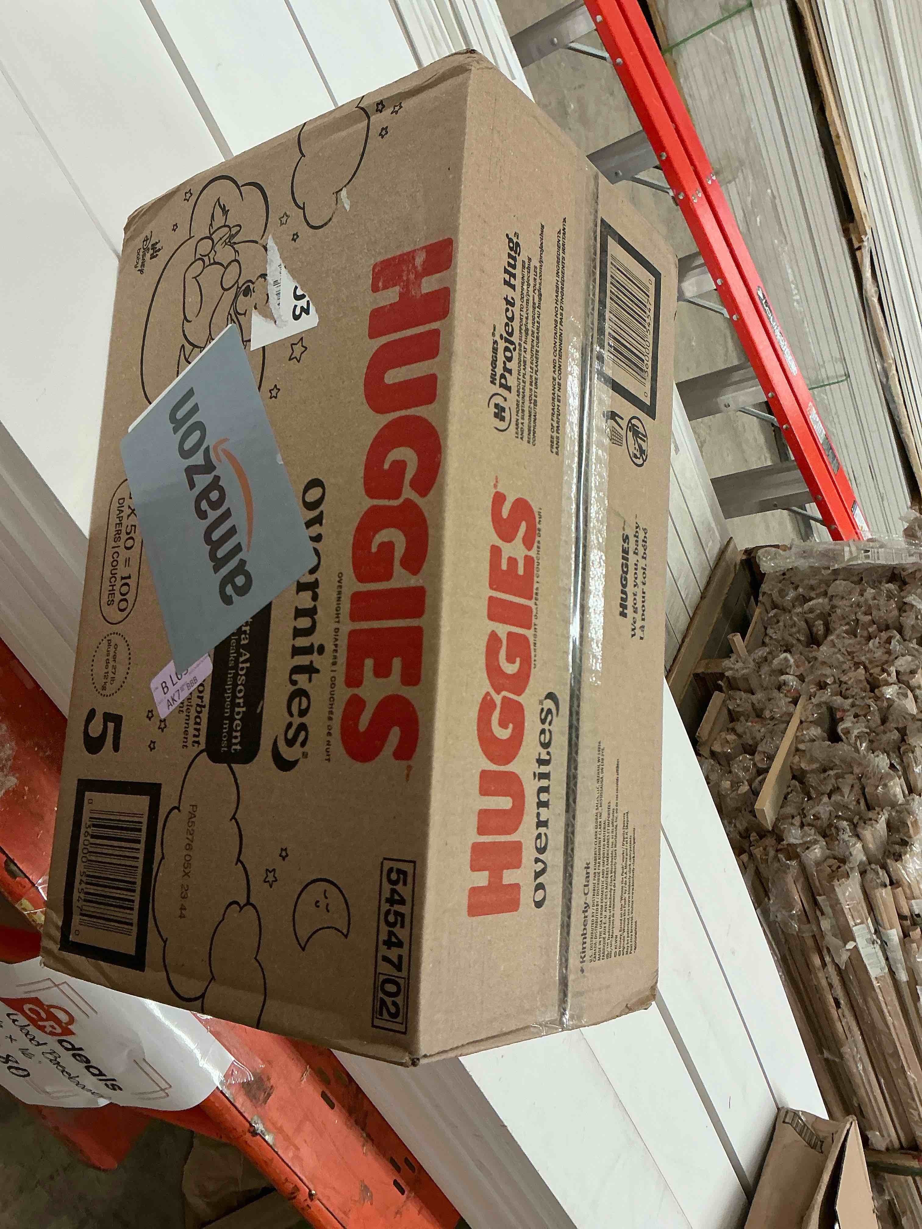 Condition photo showing New/Like New for Huggies Size 5 Overnites Baby Diapers: Overnight Diapers, Size 5 (27+ lbs), 100 Ct (2 Packs of 50), Packaging May Vary Size 5 100