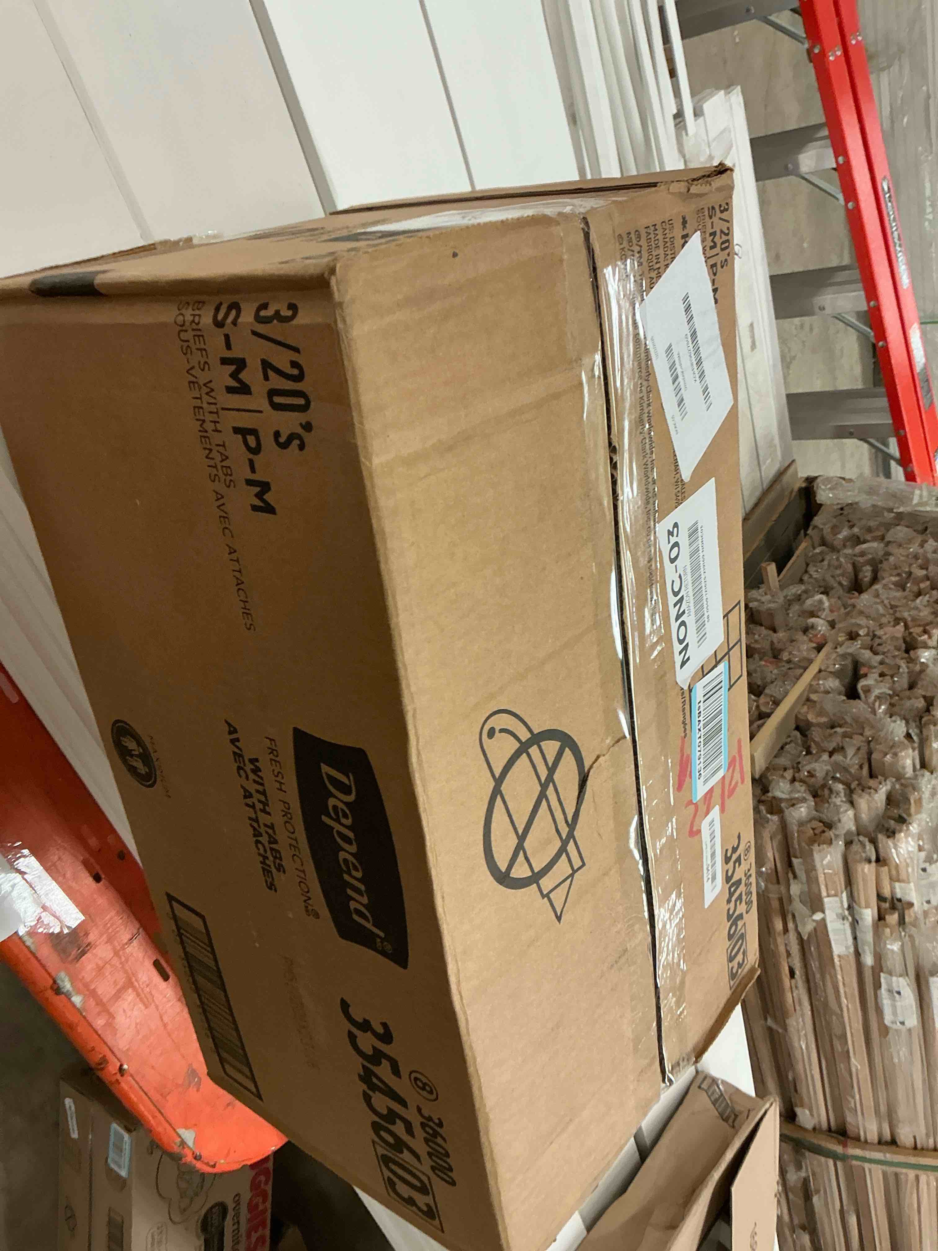 Condition photo showing New/Like New for Depend Incontinence Protection with Tabs, Unisex, Small/Medium (19–34" Waist, Up To 170 lbs), Maximum Absorbency, 60 Count (3 Packs of 20) Small/Medium (60 Count)