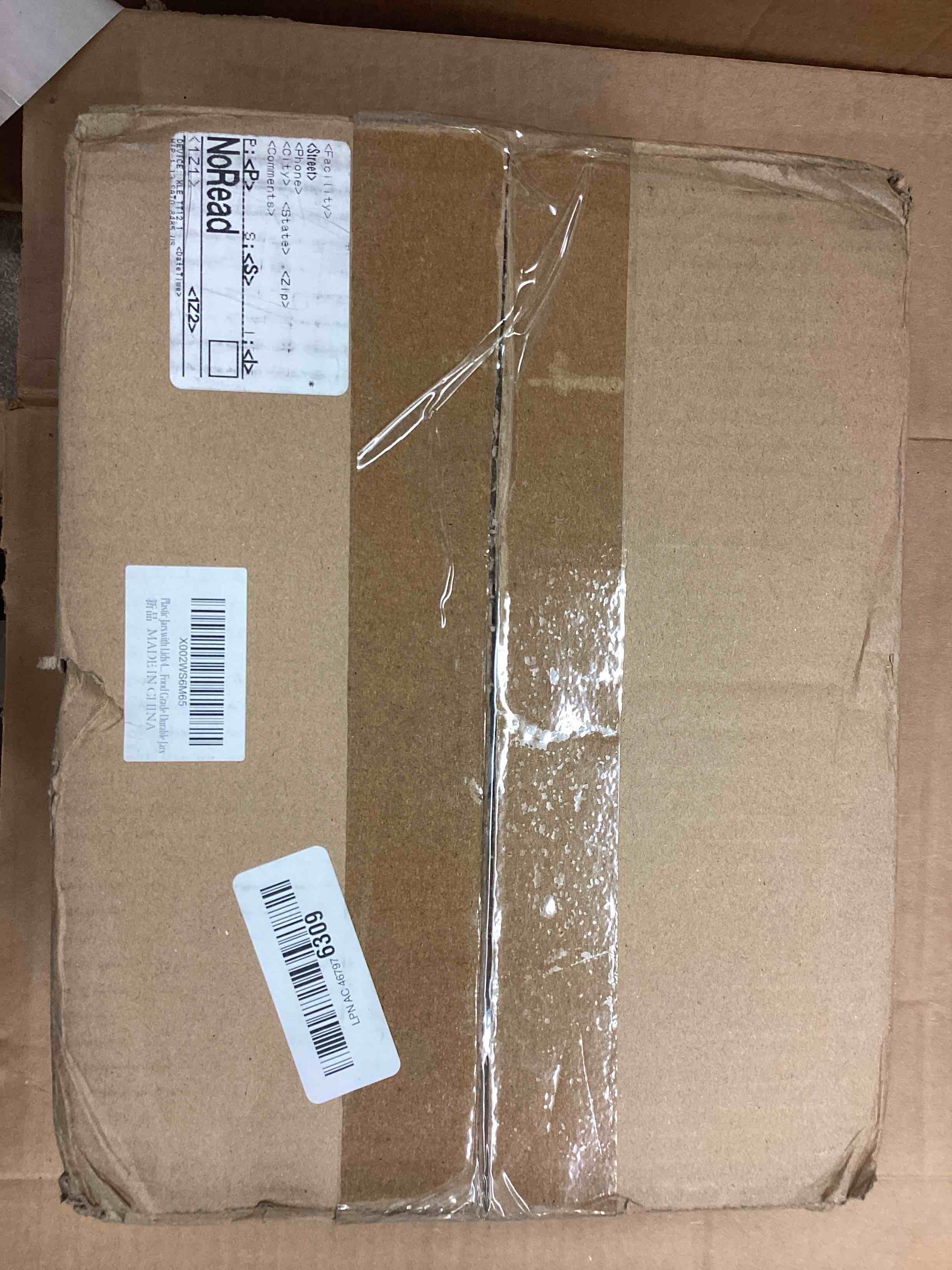 Condition photo showing New/Like New for Plastic Jars with Lids 48 Pcs 8 oz & 3.4 oz Clear Plastic Slime Storage Jars Containers with Airtight Black Screw On Lids Cylinder Clear Round Jar Easy Clean Food Grade Durable Jar 8OZ & 3.4OZ?48PCS