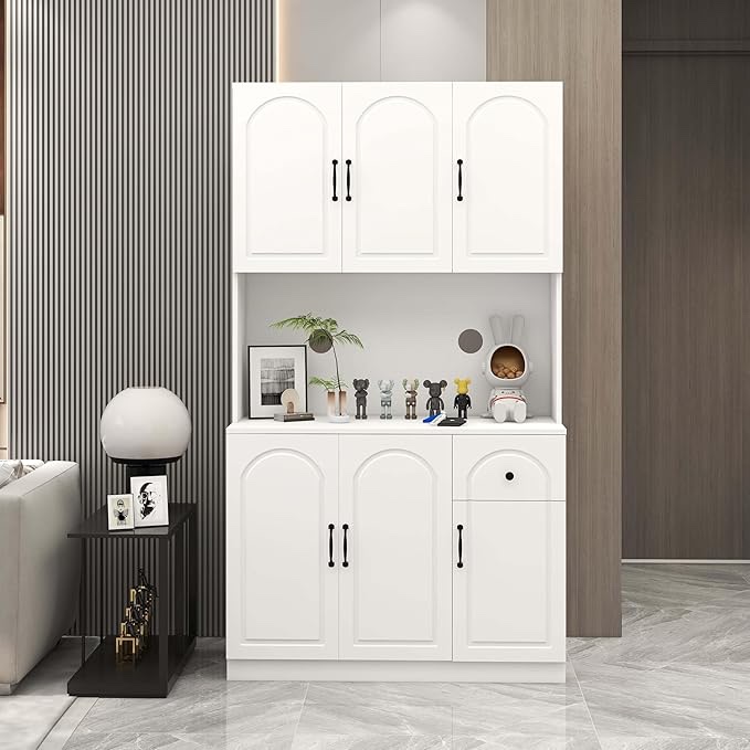 71” kitchen pantry cabinet with hutch,white (incomplete one box only)