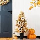 36” h fall neutral sunflower, pumpkin and leaf porch tree