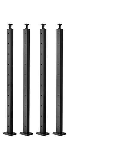 vevor level drilled cable railing post, 10 holes, 36x2x2 inches stainless steel cable railing system kit for indoor outdoor deck balcony, 4 pack, black,