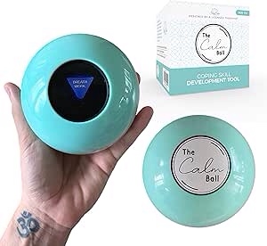 The Calm Ball – Therapist-Designed Coping Skills Magic 8 Ball with 20 Calming Strategies & Guidebook – Emotional Regulation Tool & Mental Health Gift for Teens, Adults, Therapists & Classrooms