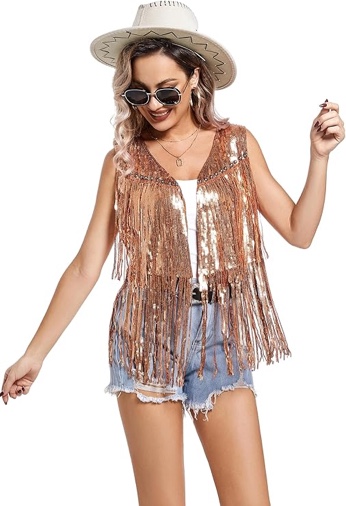 DANCEISLIFE women 70s vest, bronze size L 