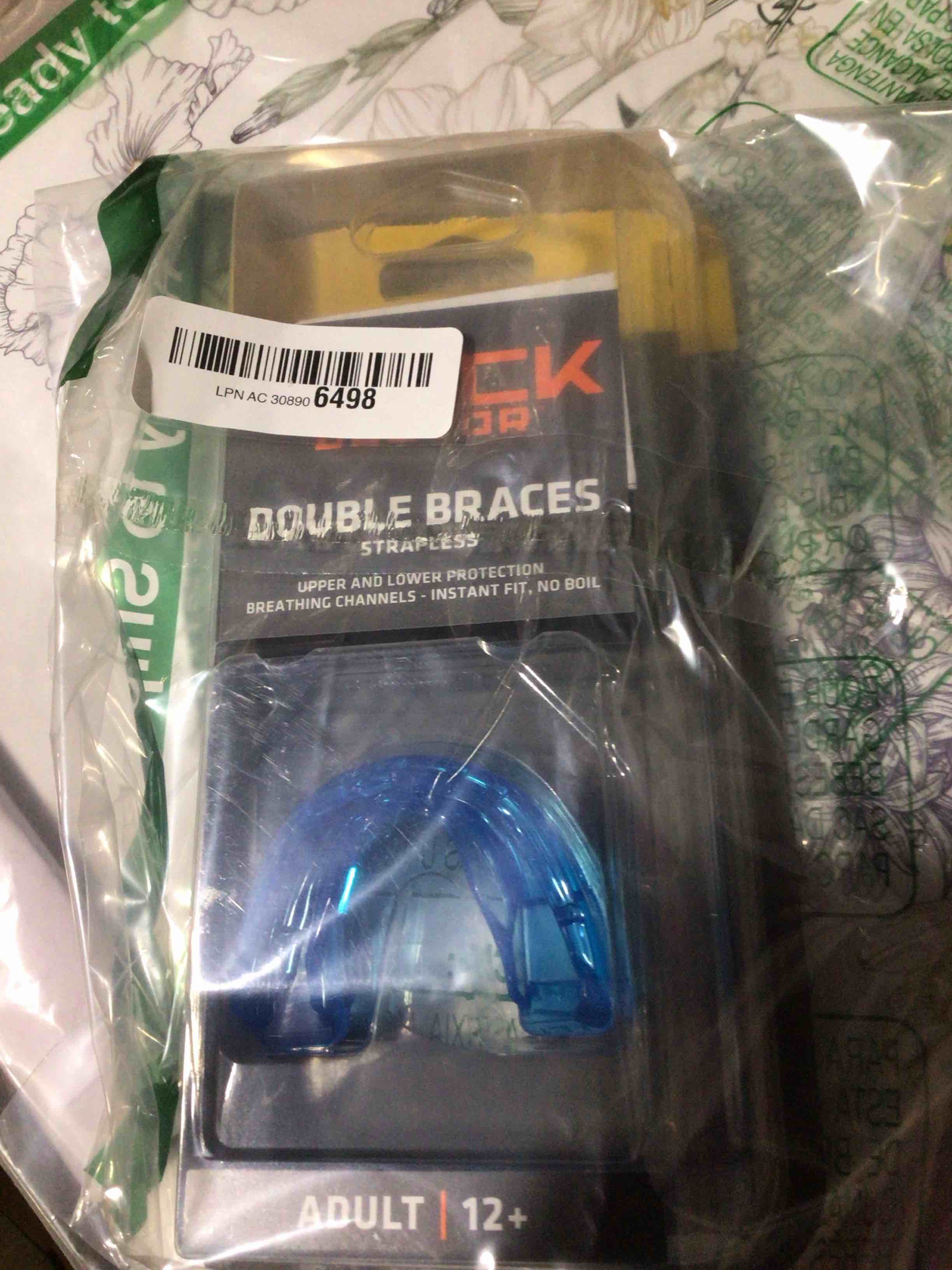 Condition photo showing New/Like New for Shock Doctor Braces Mouth Guard for Sports - Upper & Lower Mouthguard for Lacrosse, Hockey, Baseball, Football Adult: 12+ yrs Blue