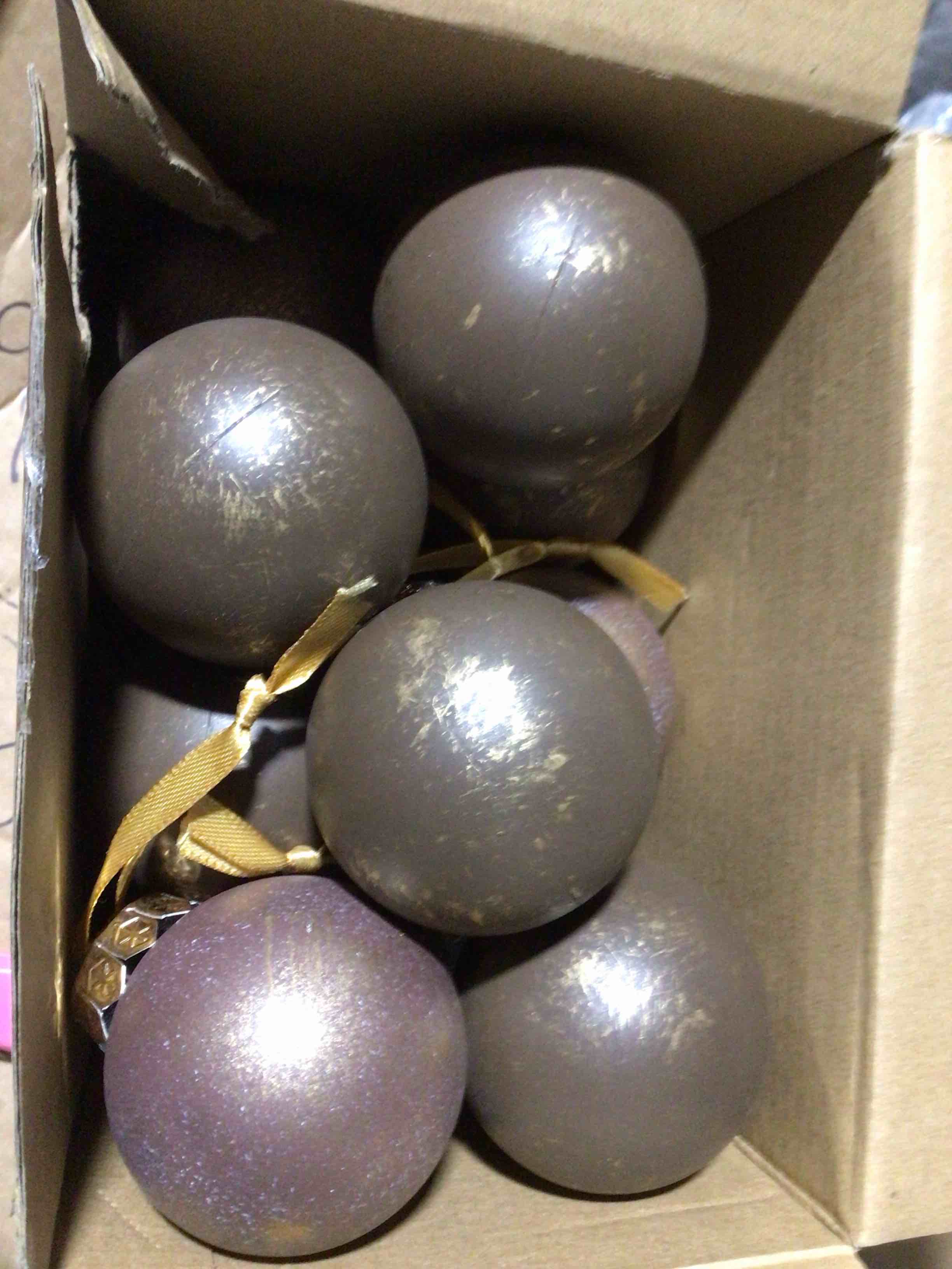 Condition photo showing New/Like New for 24 Pcs Neutral Textured Christmas Ball Ornaments 2.36'' Vintage Christmas Tree Decor Modern Rustic Brown Ornaments with Loop Shatterproof Hanging Ball for Xmas Farmhouse Decor (Dark Brown) Dark Brown 24