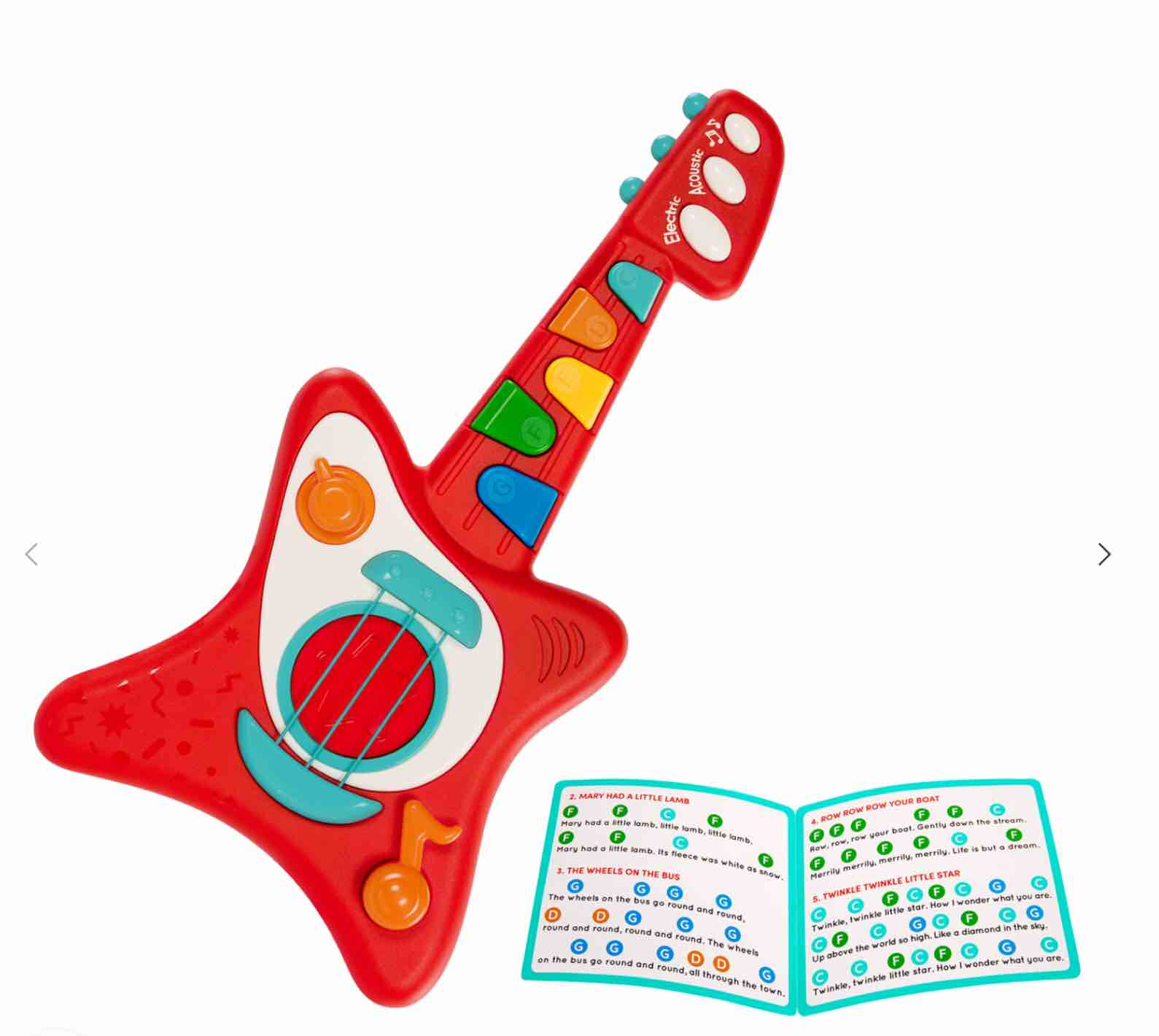 Electric guitar toy, star shaped red guitar toy for babies, musical toy