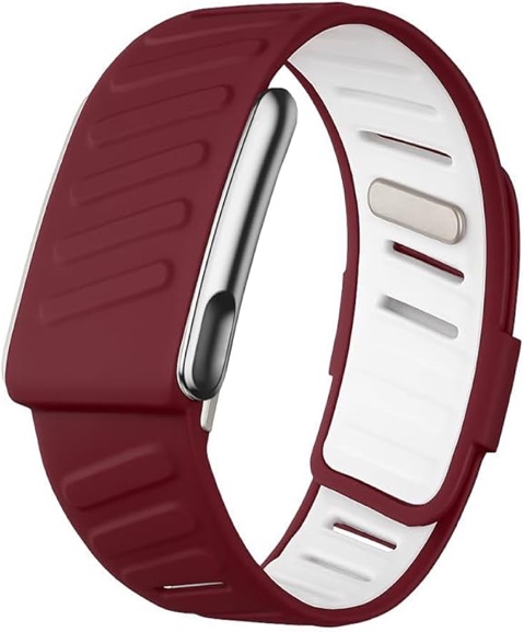 iprisu Waterproof Silicone Sport Band Compatible with WHOOP 5.0, One, Peak & Life | Soft-Touch, Sweatproof, Adjustable Replacement Strap for Men & Women – Durable, Comfortable & Easy to Clean Crimson Frost/Shiny Metal Life/MG