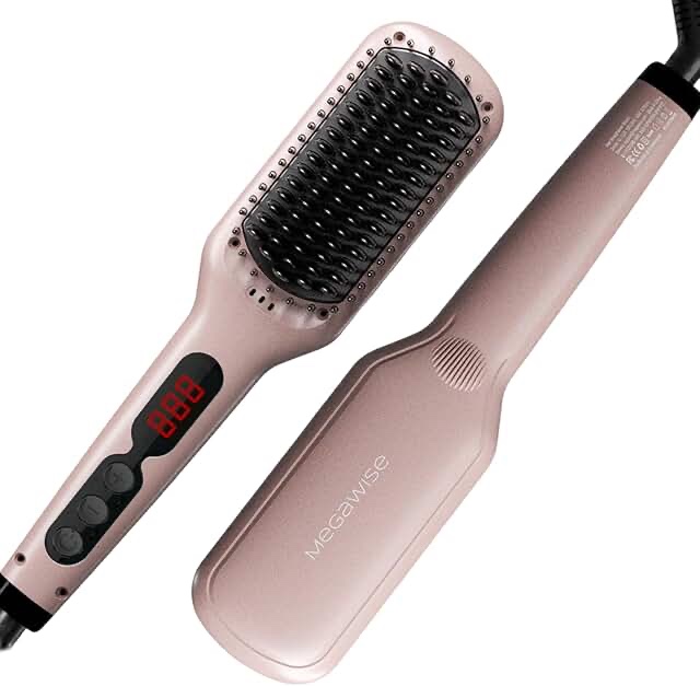 ICONIC HAIR STRAIGHTENER BRUSH, PINK MEGAWISE
