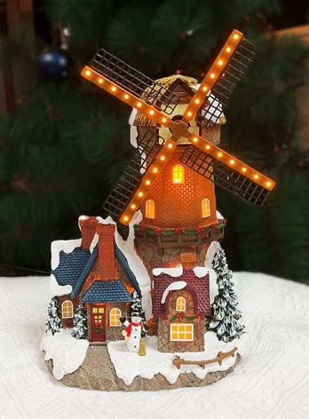 HOLIDAY TIME, CHRISTMAS WINDMILL LIGHTS UP 