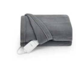 Sunbeam Throw Grey Fleece, 4 Heat Settings, 4-Hour Auto Shut-Off, Electric Heated Blanket, 50” x 60”