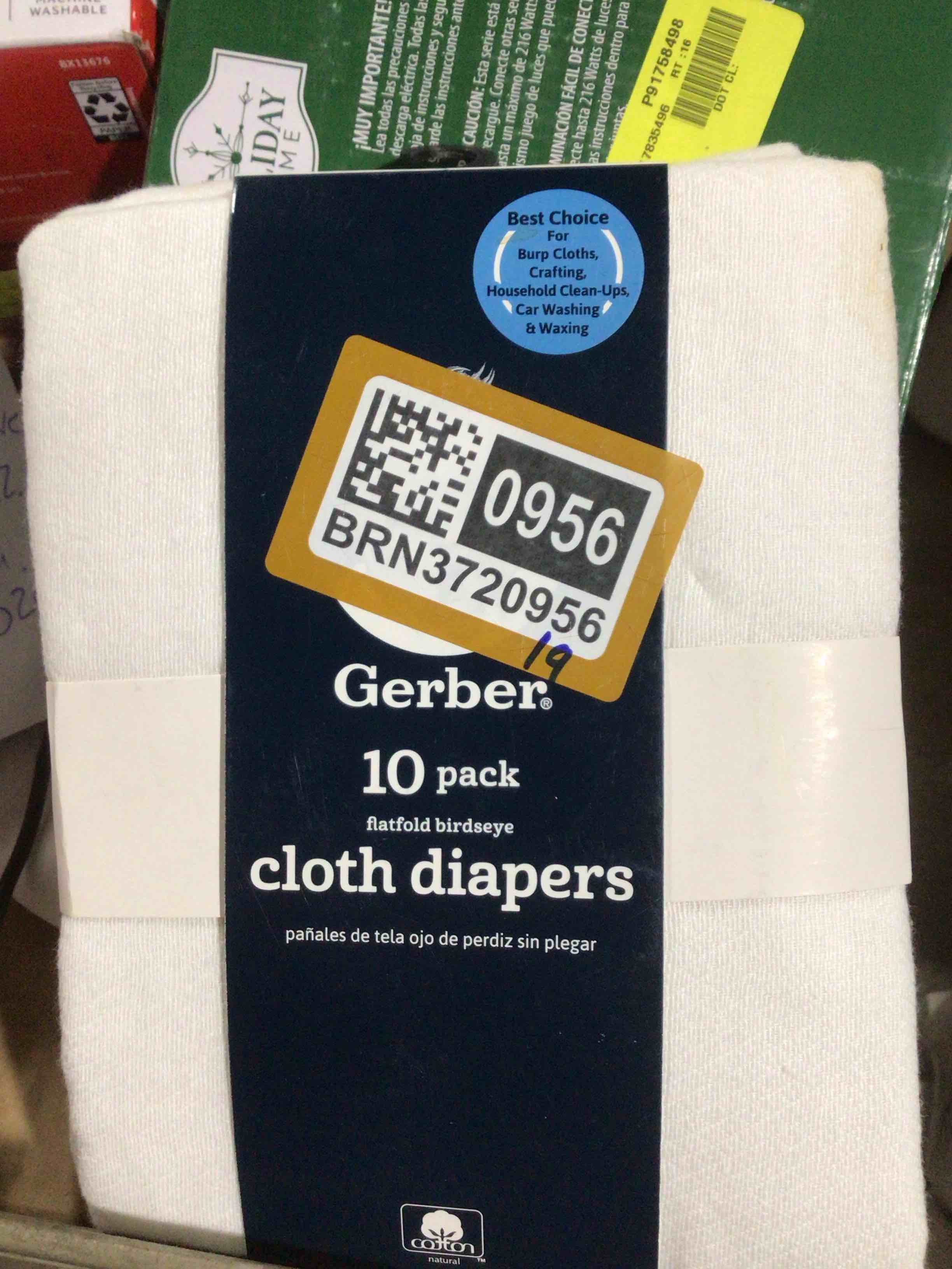 gerber unisex baby boys girls birdseye prefold cloth diapers multipack white 3-ply 10 pack