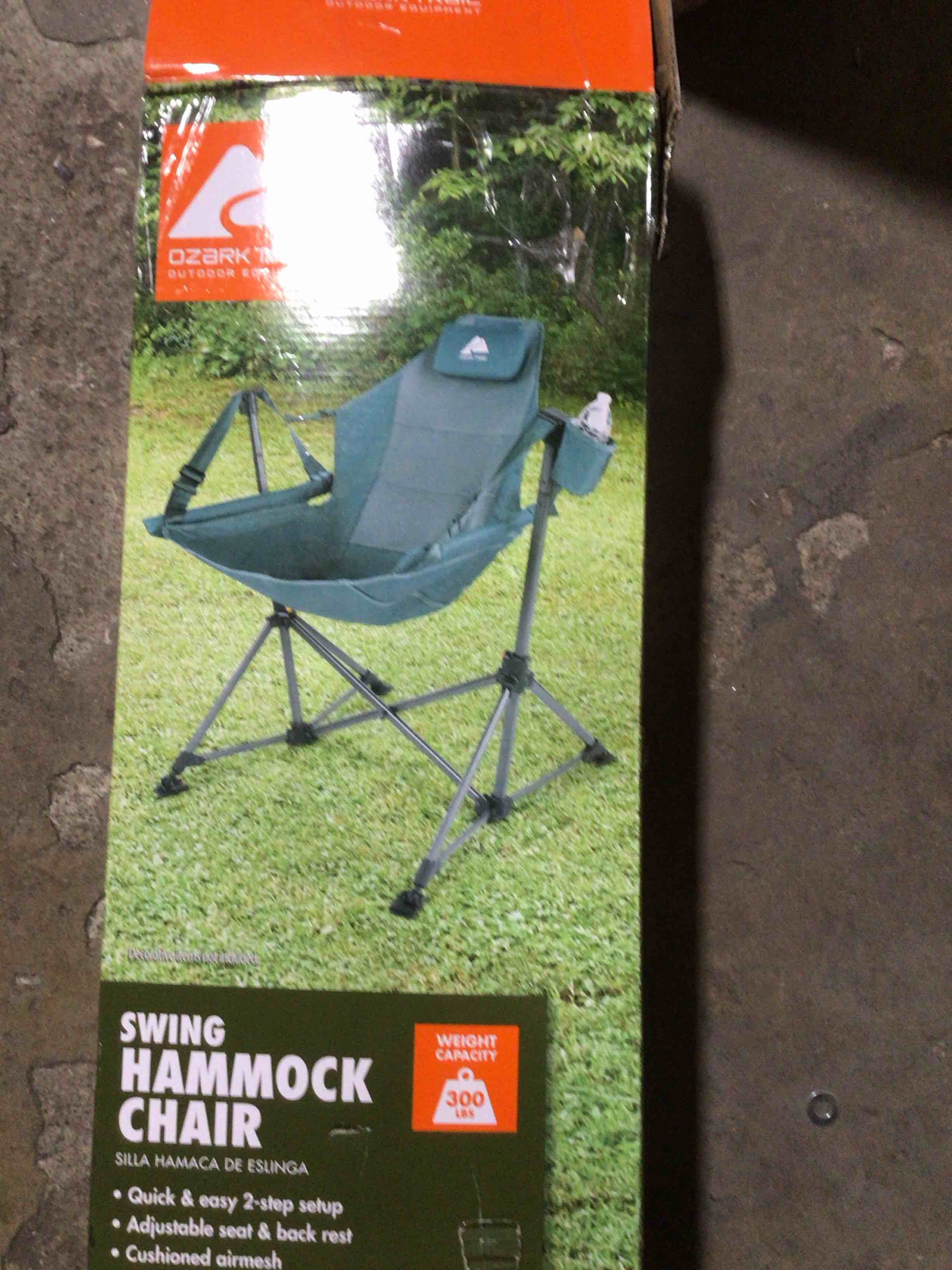 timber ridge hammock camping chair, oversized swinging hammock chair with adjustable back and seat for outdoor lawn, sports, supports 400lbs, blue