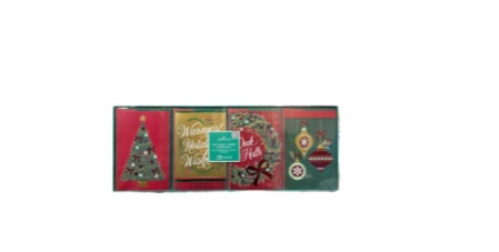 Condition photo showing New/Like New for Hallmark Holiday Card Assortment w/ Designed Self-Sealing Envelopes, 4 Designs (Deck The Halls)