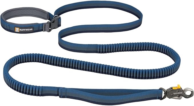 ruffwear, roamer bungee dog leash for running, biking or hiking, can be used hand-held or hands-free, orion blue, 7.3'-11'