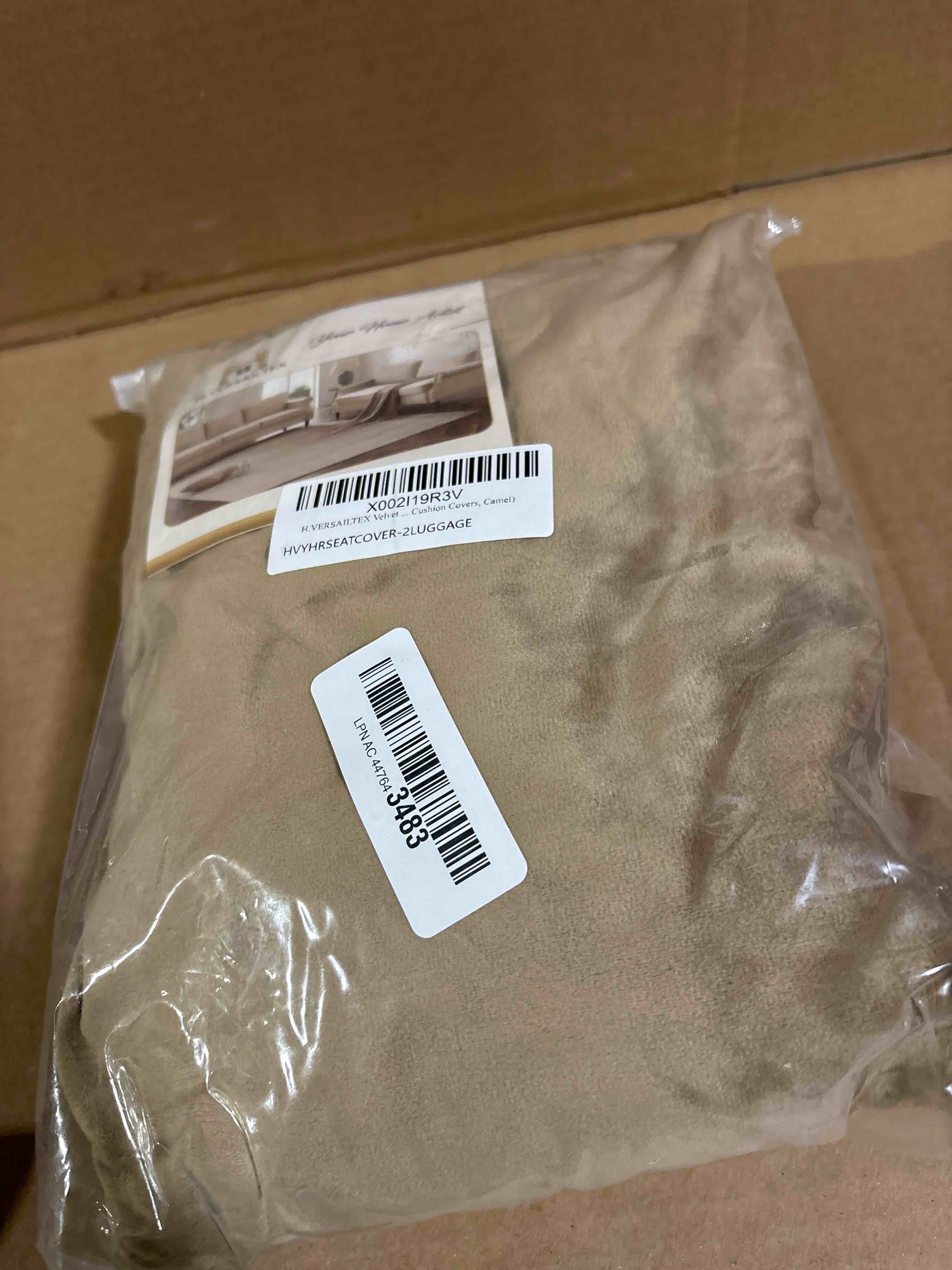 Condition photo showing New/Like New for H.VERSAILTEX Velvet Stretch Couch Cushion Cover Plush Cushion Slipcover for Chair Loveseat Sofa Cushion Furniture Protector Seat Cushion Sofa Cover (2 Piece Medium Sofa Cushion Covers, Camel) 2 Cushion Loveseat Camel