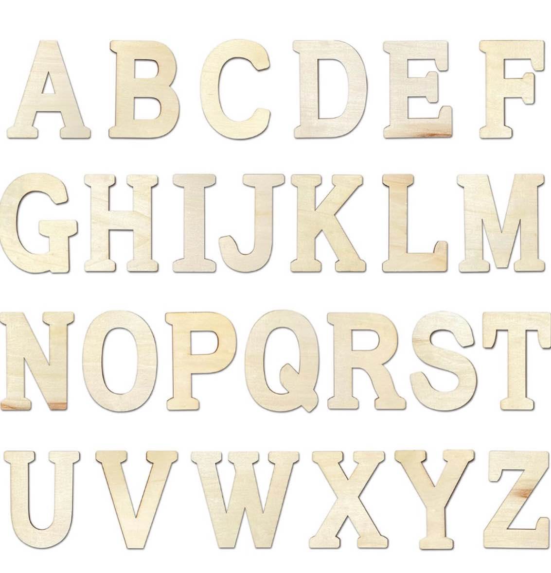 4 inch 94 pieces wooden letters unfinished wood alphabet letters for crafts with extras,wall decor
