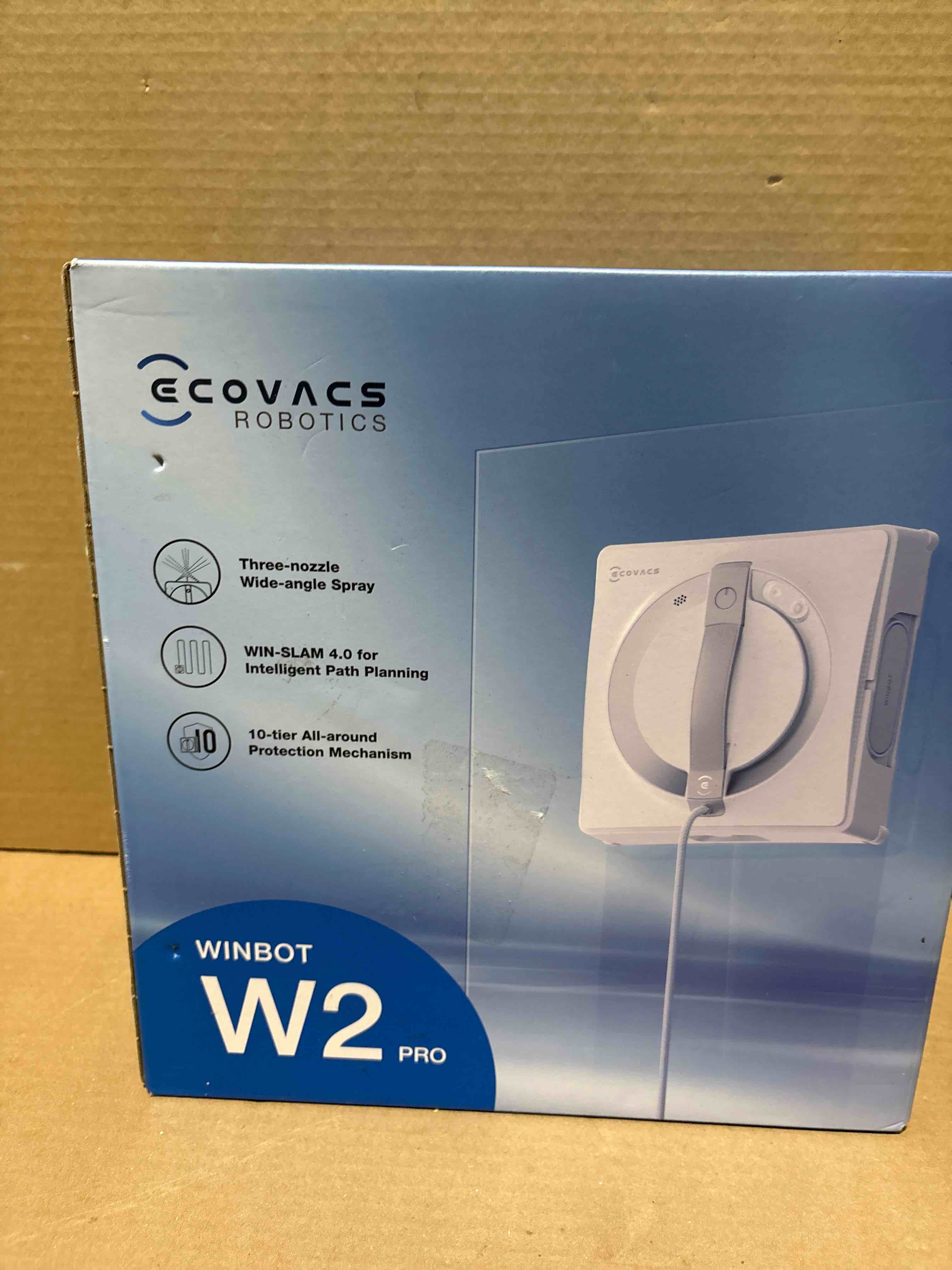 Condition photo showing New/Like New for ECOVACS WINBOT W2 PRO Window Cleaning Robot, 3 Nozzles Water Sprayer, 10-Level Protection System, Win-SLAM 4.0 Path Planning, Steady-Climbing System, Edge Detection, App Control