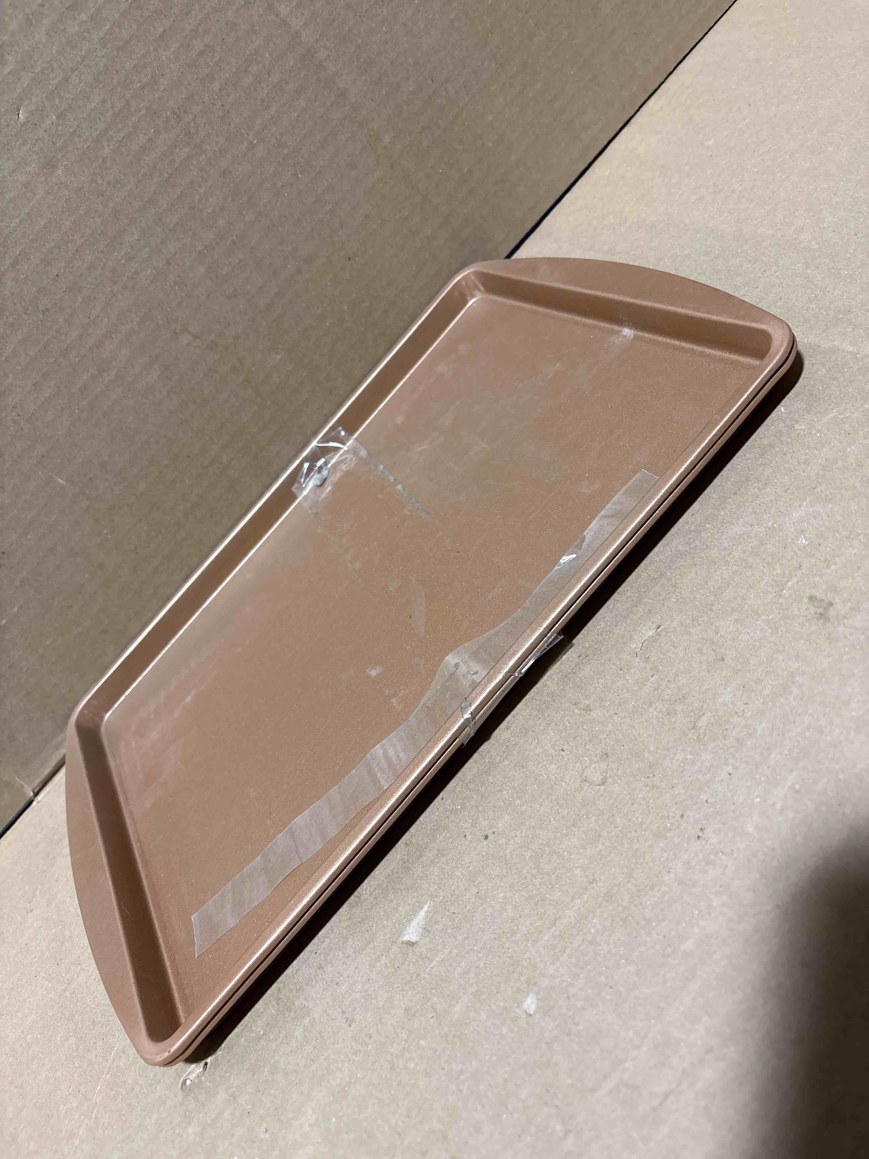 Condition photo showing New/Like New for (set of 2) 15”x9.5” copper cookie sheets 