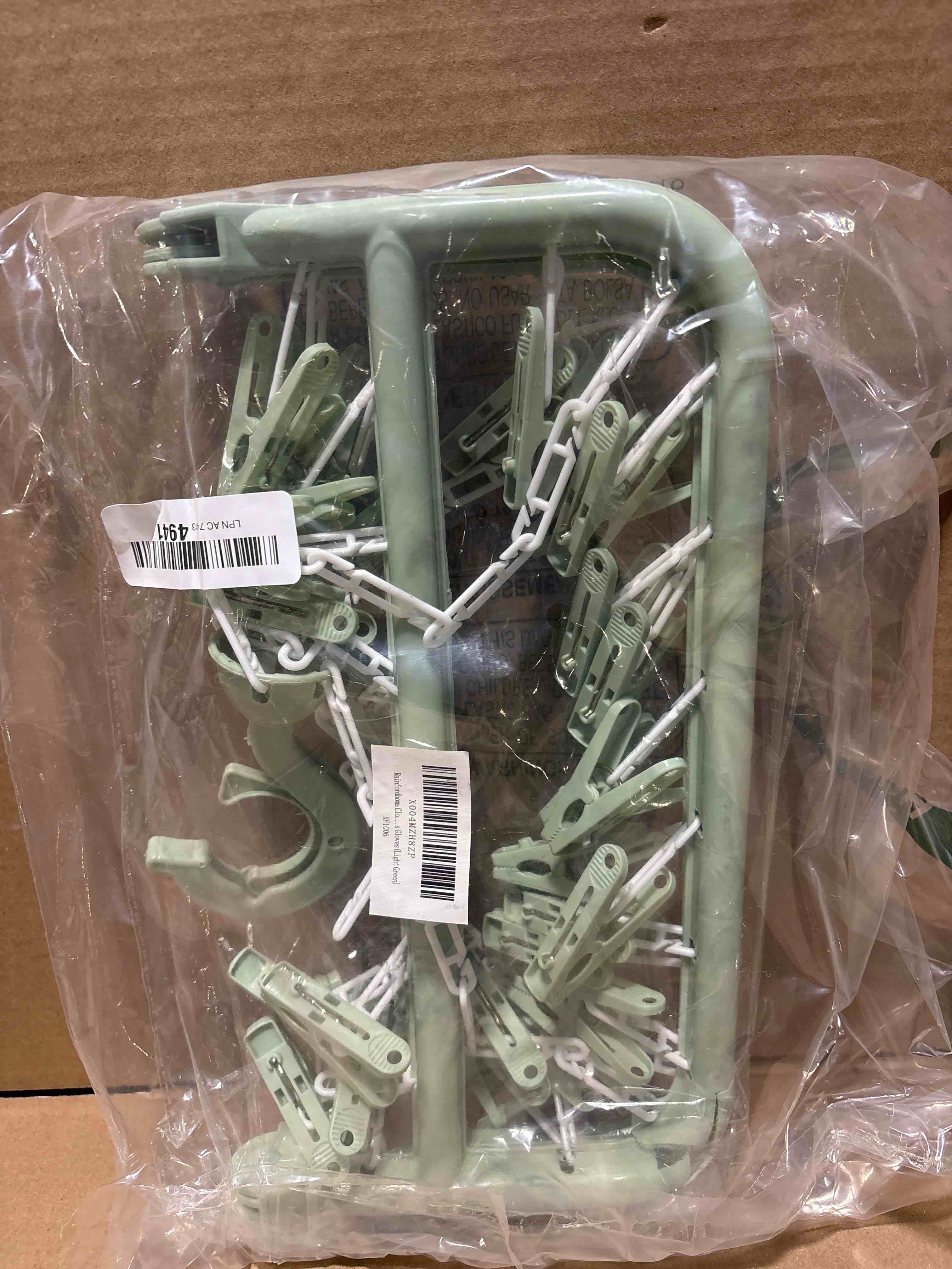 Condition photo showing Good Condition for clothes drying rack with 32 clips, foldable hanging rack, 360° rotatable hook for drying socks baby clothes towels gloves(light green)