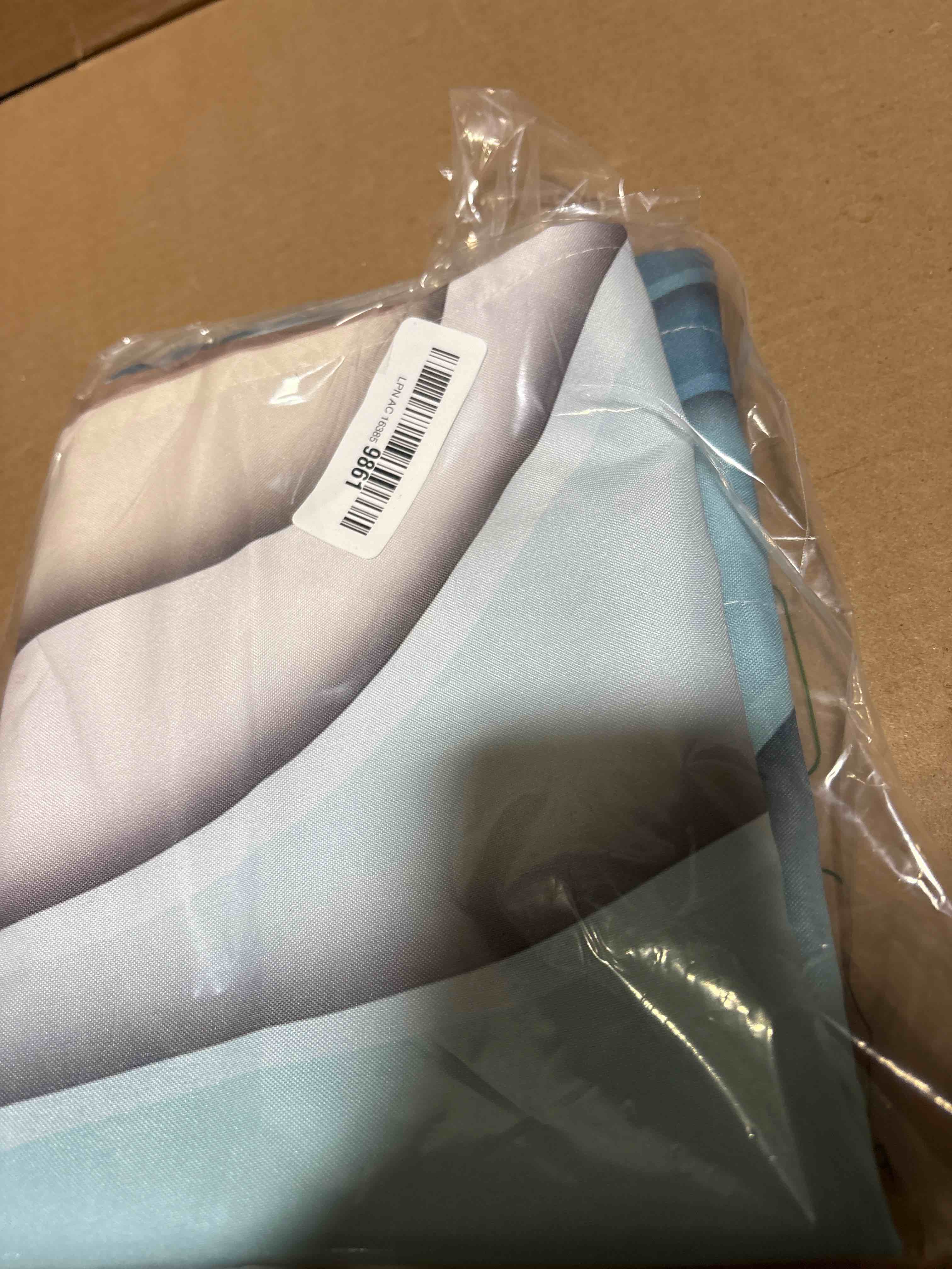 Condition photo showing New/Like New for Teal Blue Ombre Cream Valances for Windows, Kitchen Curtains Window Treatment Decor, Modern Geometric Brown Aesthetic Rod Pocket Short Window Valances for Living Room/Bedroom, 54" x 18" 54"W x 18"L (Pack of 1) Teal Blue Ombre