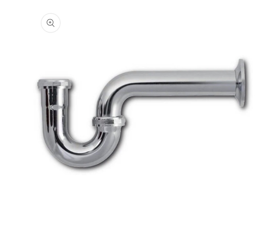 1-1/4” CP 20GA S-trap L/Cleanout W/deep Box escutcheon