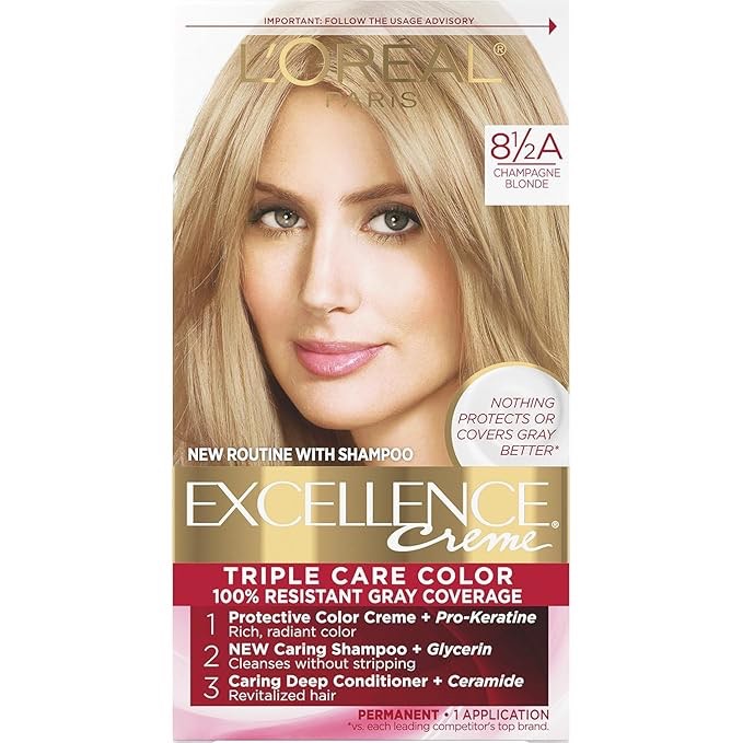 L'Oreal Paris Excellence Triple Protection Permanent Hair Color - 6.3 fl oz - 8.5A Champagne Blonde - 1 Kit