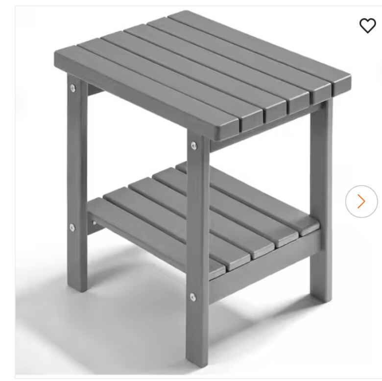  17 in. grey 2 - tier rectangular HDPE side table 