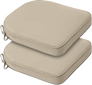 BPS 18 x 19 Inch Outdoor Chair Cushion Set of 2, Fade-Resistant and Water-Resistant Polyester Fabric Patio Chair Cushions with Straps for Outdoor/Indoor Dining Chairs Visit the BPS Store