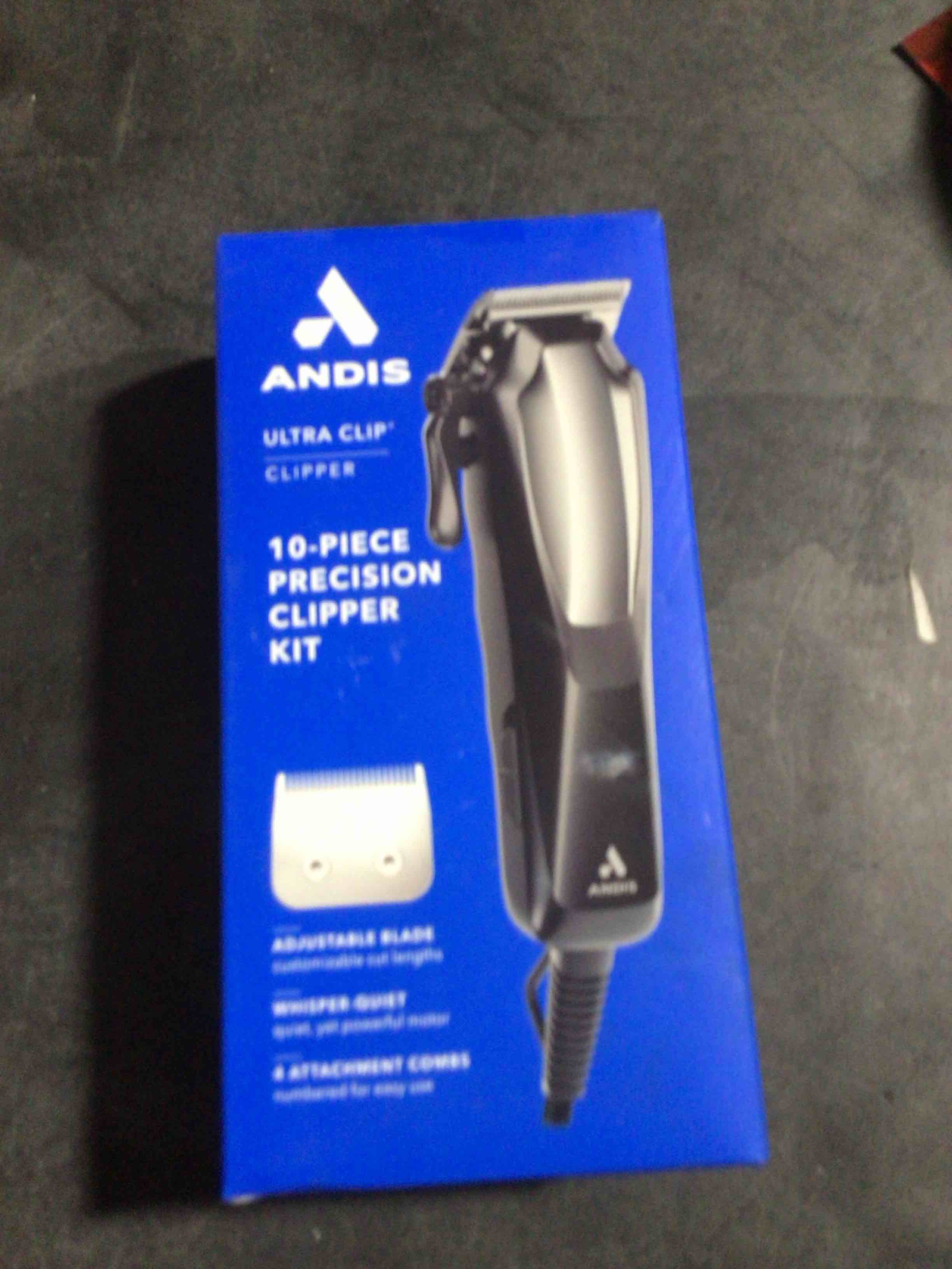 andis ultra clip corded 10-piece clipper kit black / silver