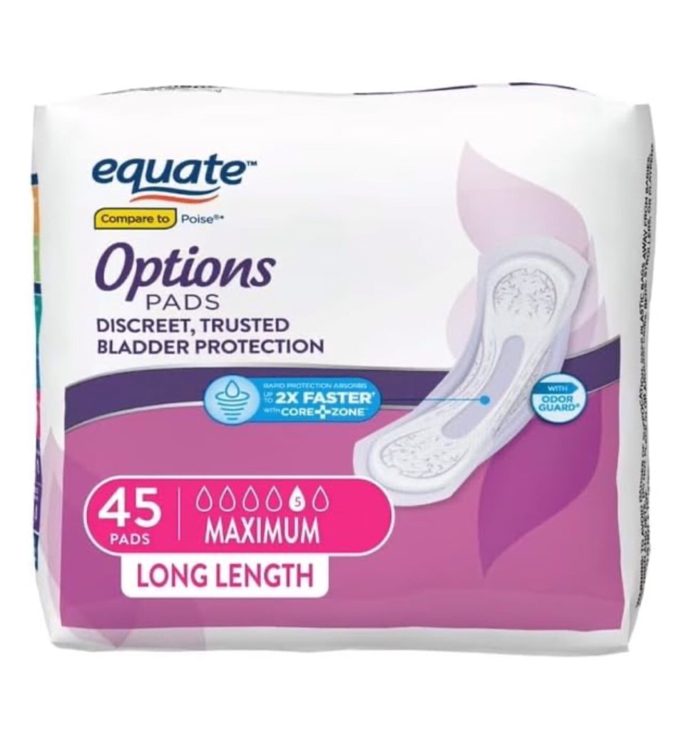 equate options pads 45pads long length