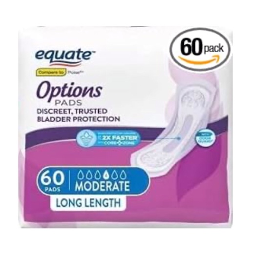 equate pads 30 count, long length 
