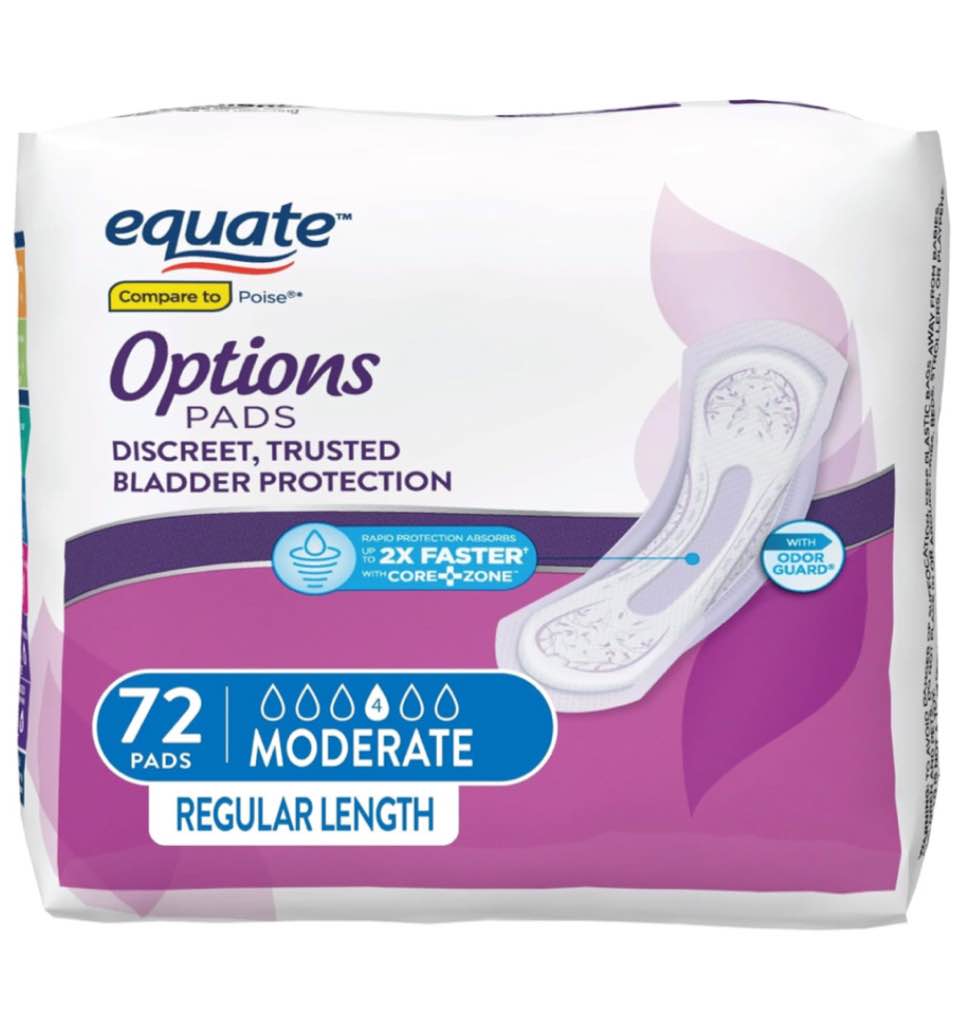 equate Pads 72 count, regular length 