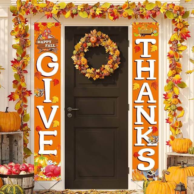 Fall Decorations Hello Fall Hanging Banner Porch Sign Autumn Blue Pumpkin Truck Thanksgiving Banner Harvest Welcome Banner for Indoor Outdoor Home Wall Door Thanksgiving Party Decorations